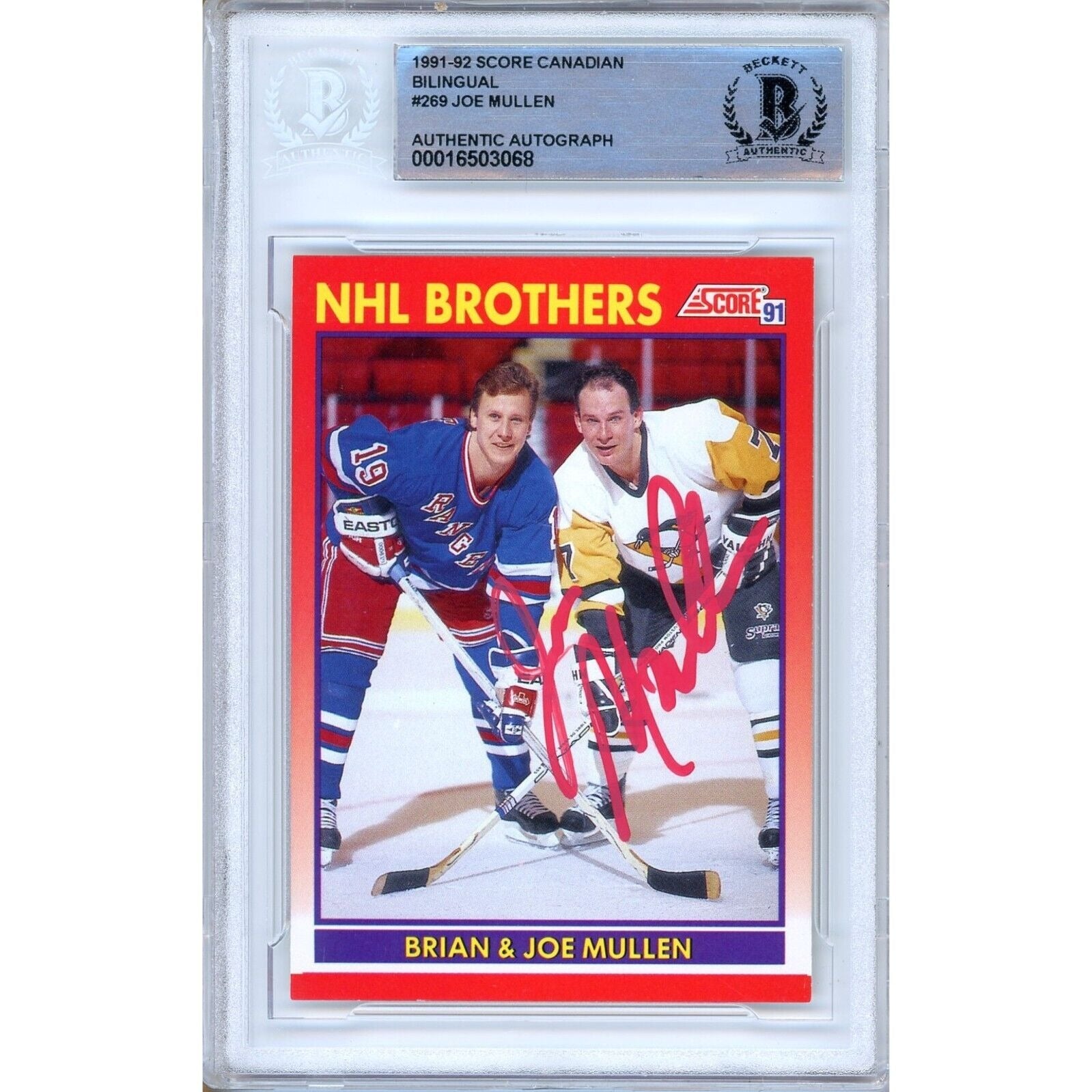 1991 Score Joe Mullen #te Autographed Trading Card – Beckett BAS