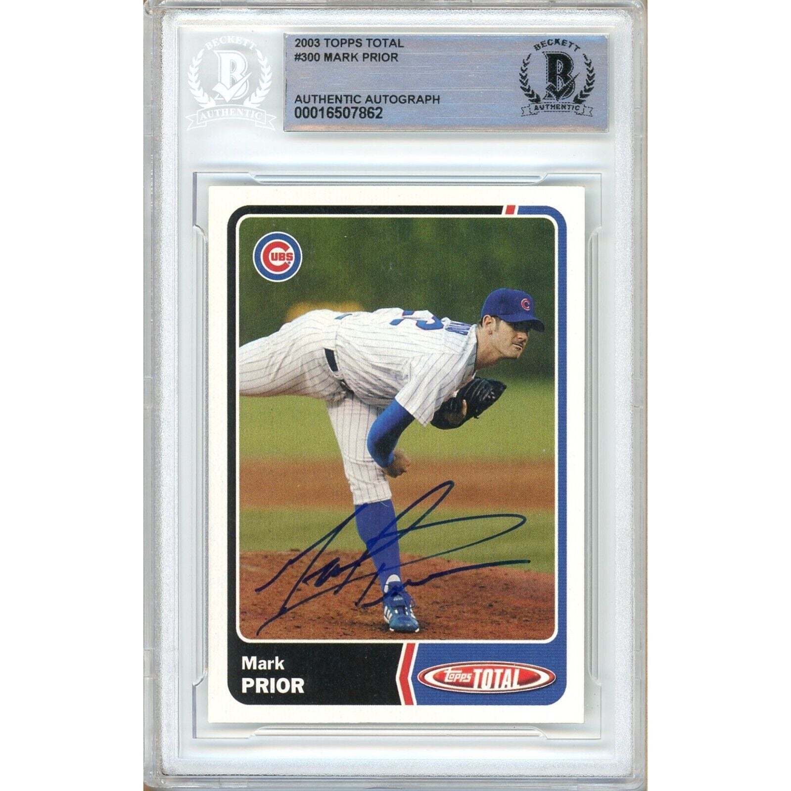 Mark Prior Chicago Cubs autographed trading card – full view – Beckett COA