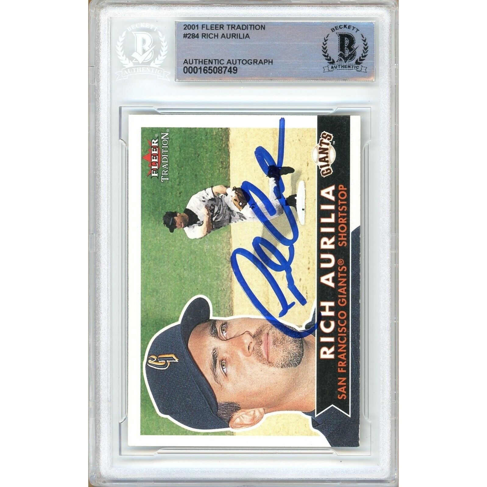 Rich Aurilia San Francisco Giants signed trading card – signature close-up – Beckett COA