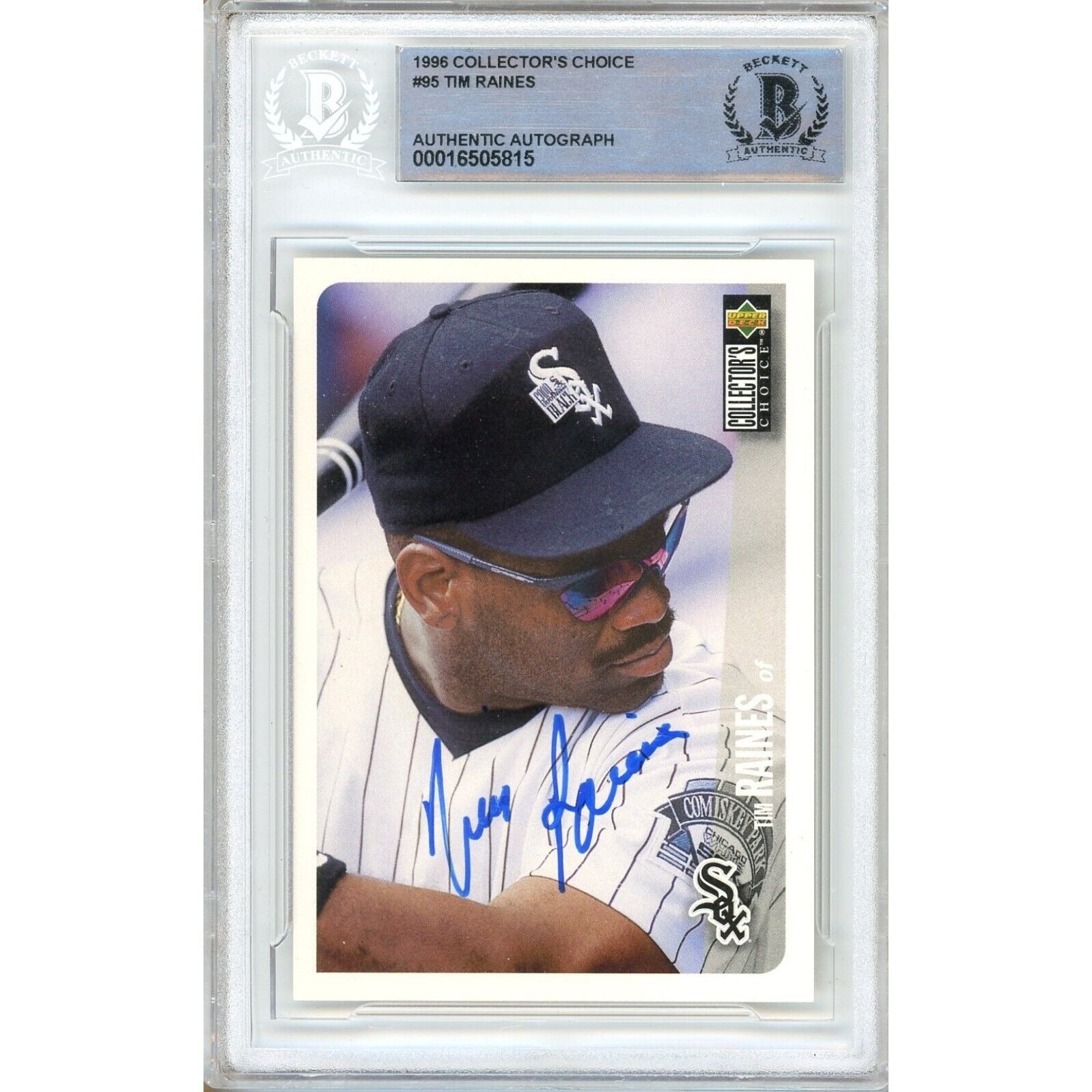 Tim Raines Chicago White Sox autographed trading card – full view – Beckett COA