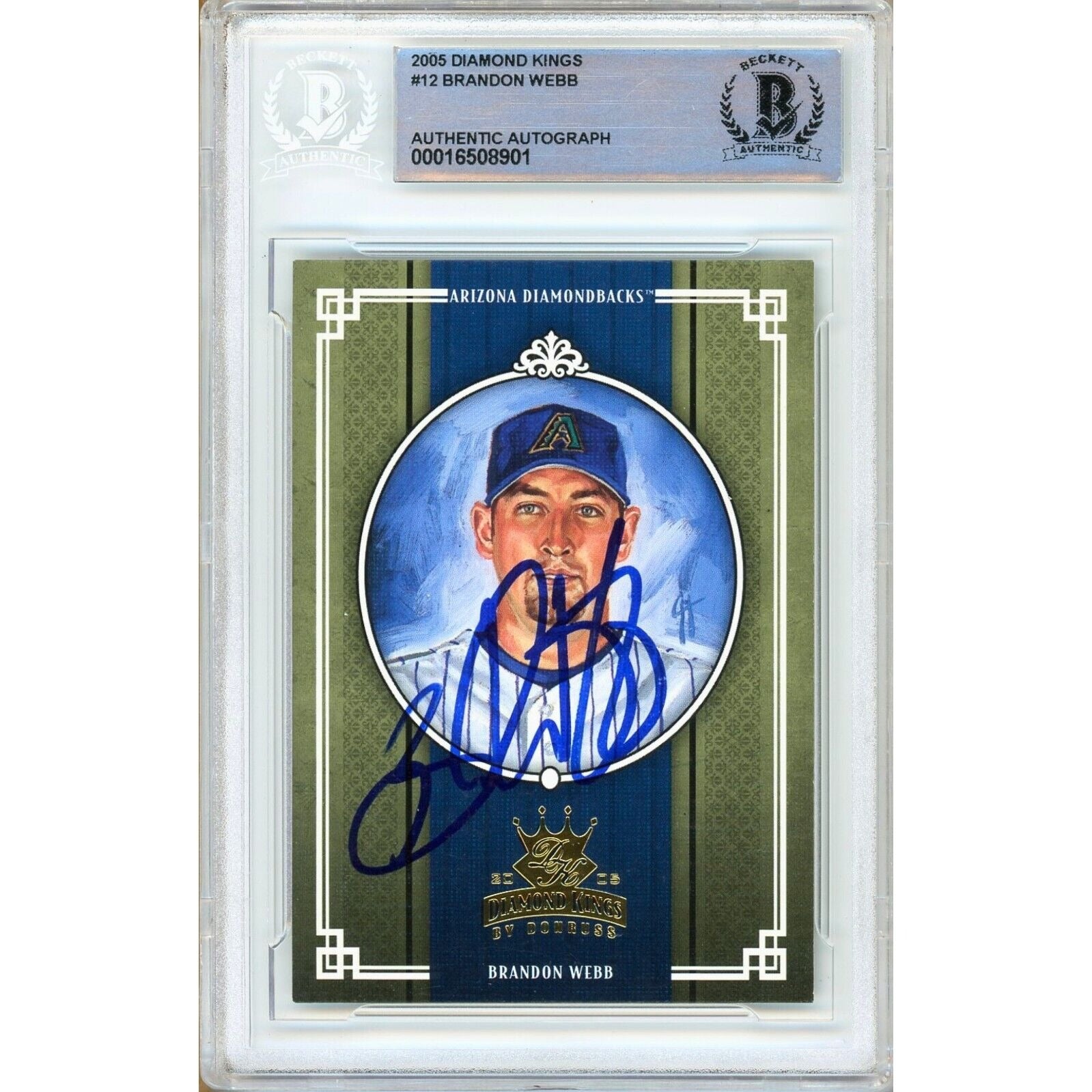 Brandon Webb Donruss Diamond Kings Autographed Trading Card Beckett BAS