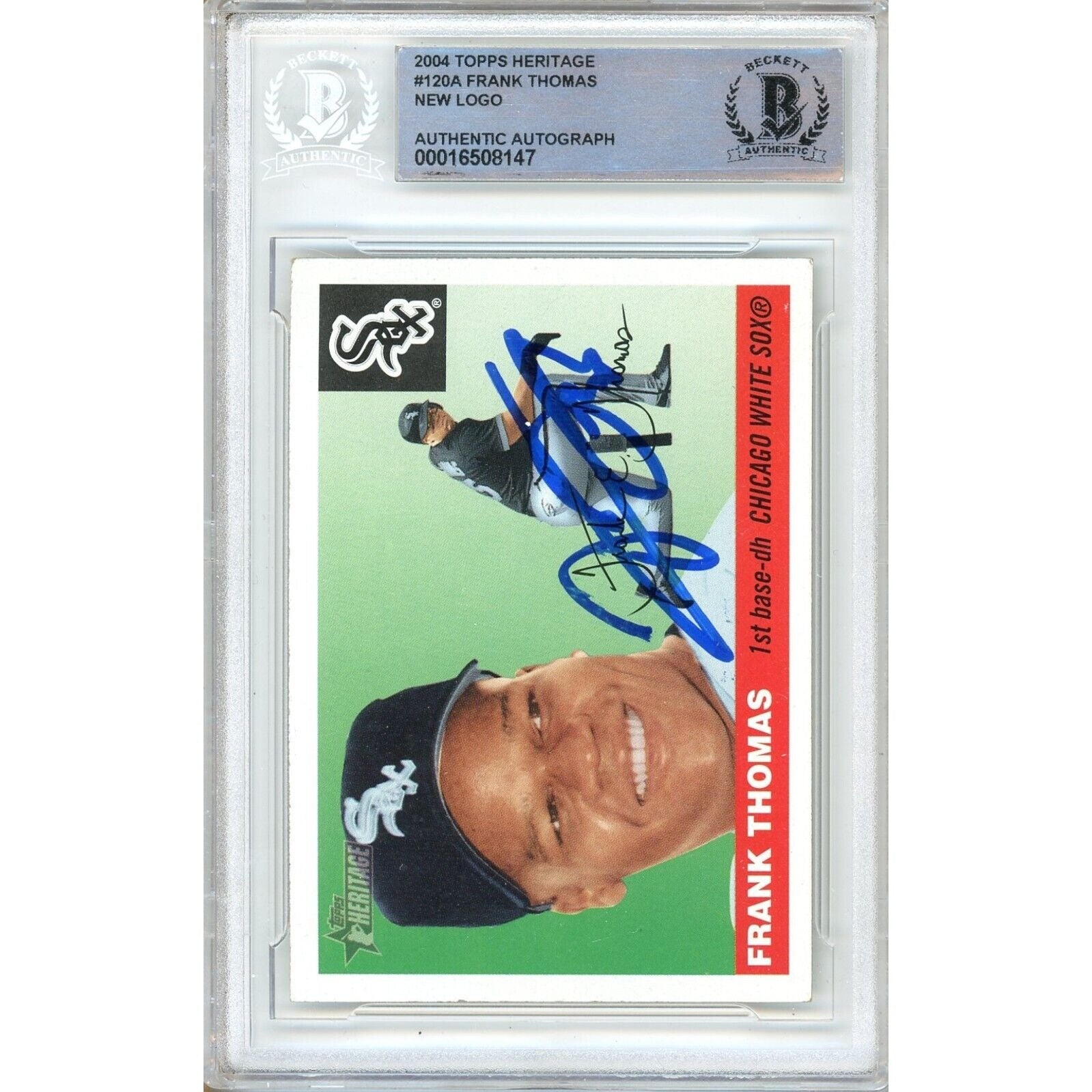 Frank Thomas Chicago White Sox signed trading card – signature close-up – Beckett COA