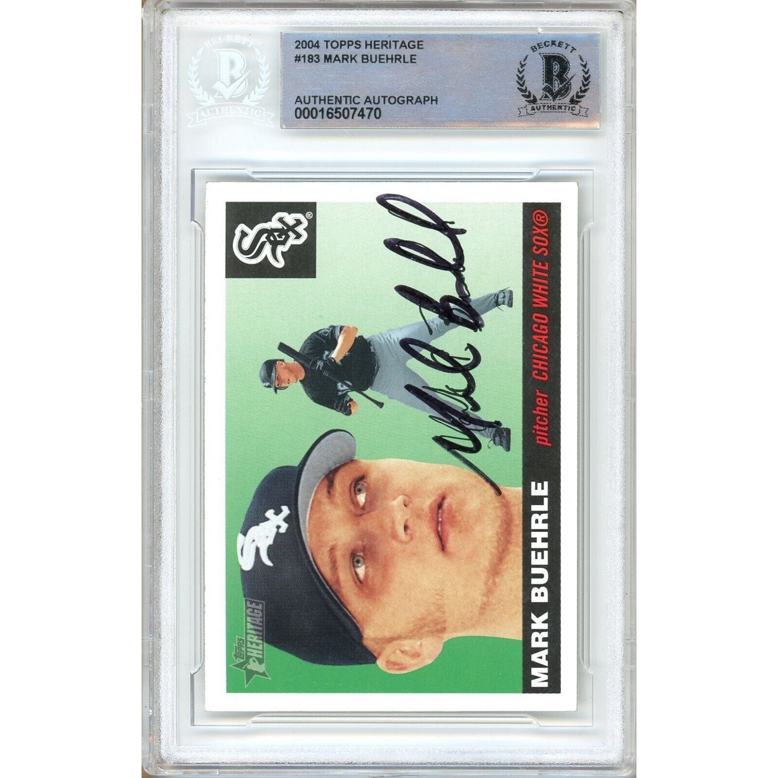 Mark Buehrle White Sox signed trading card – signature close-up – Beckett COA