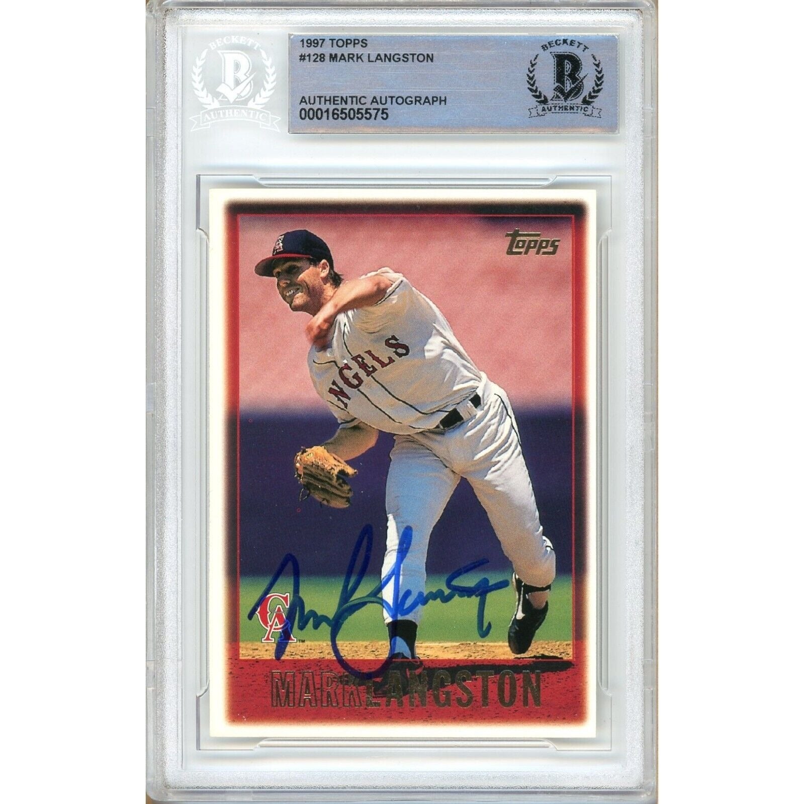 Mark Langston La Angels autographed trading card – full view – Beckett COA