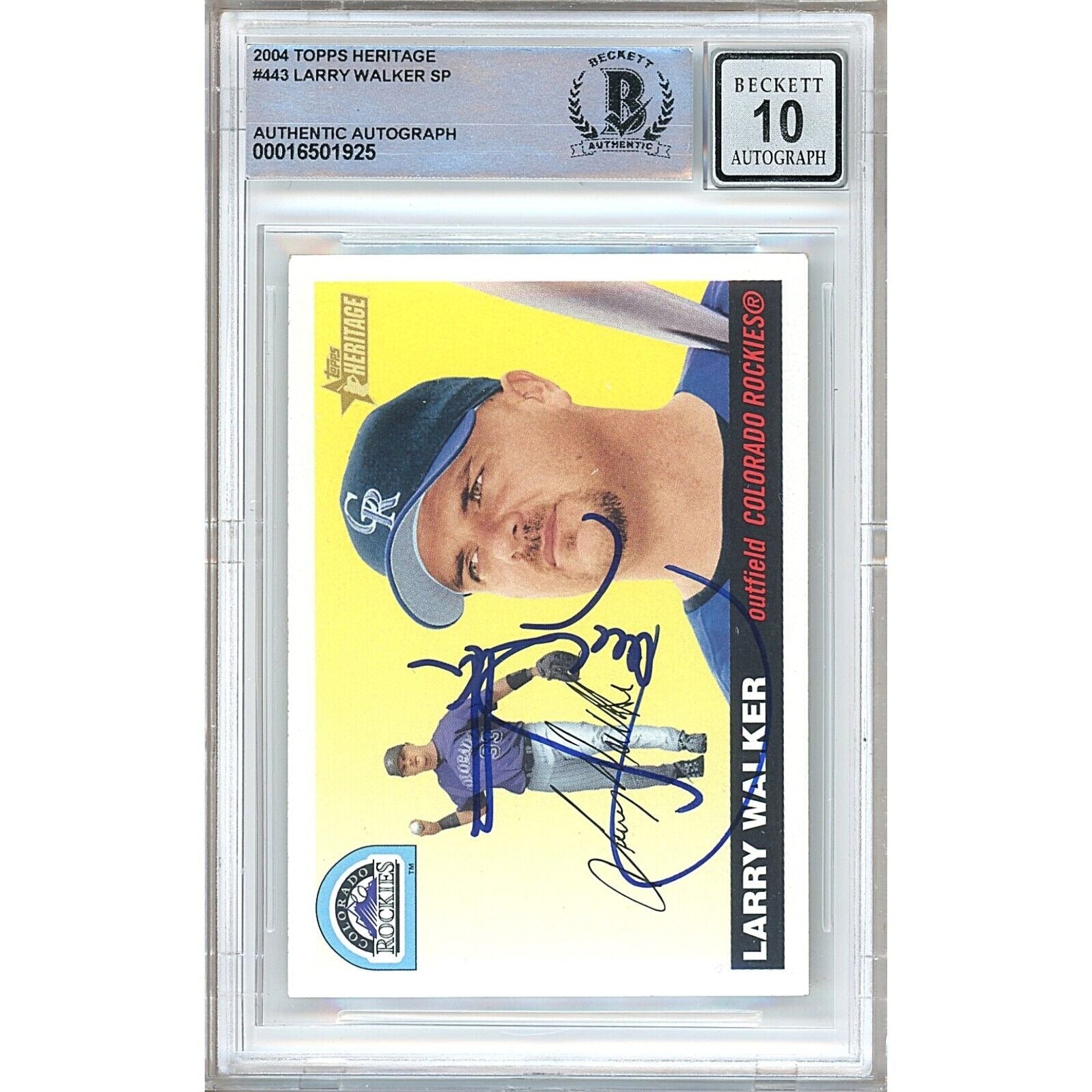 2004 Topps Heritage #443 Larry Walker Colorado Rockies Signed Trading Card – Beckett BAS.