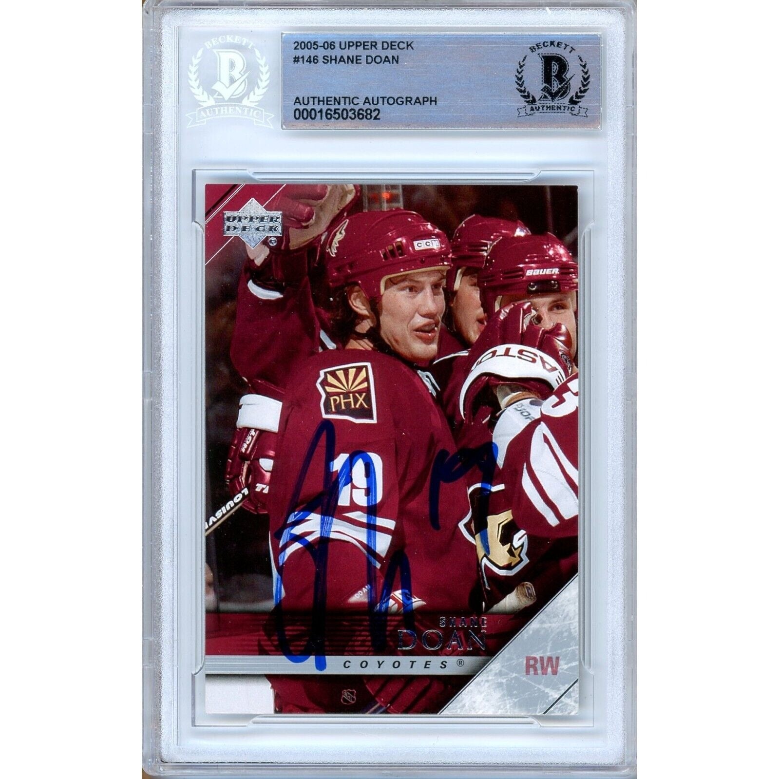 Shane Doan Arizona Coyotes autographed trading card – full view – Beckett COA