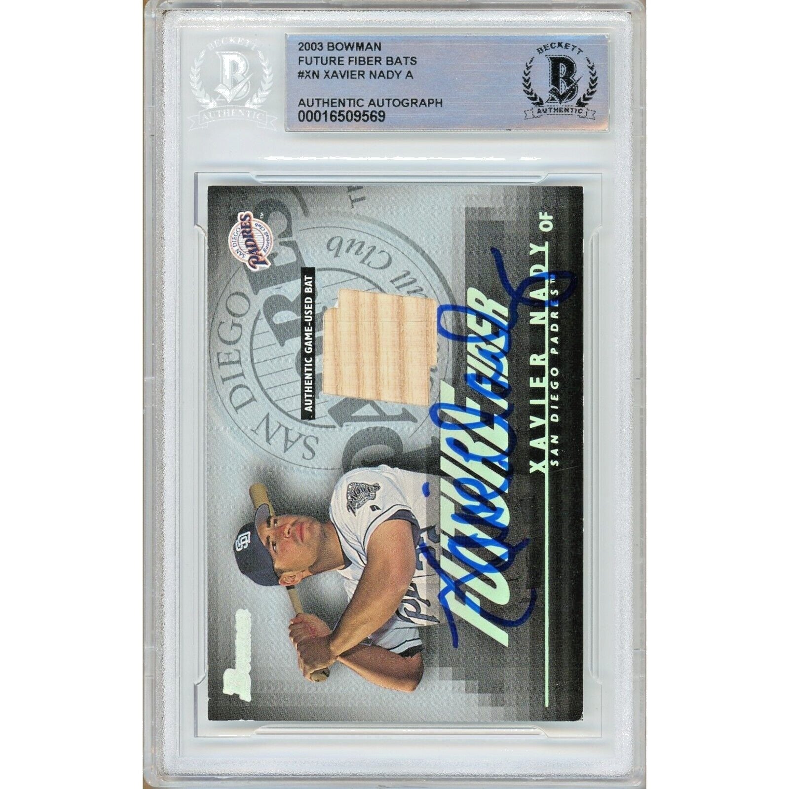 Xavier Nady San Diego Padres signed trading card – signature close-up – Beckett COA