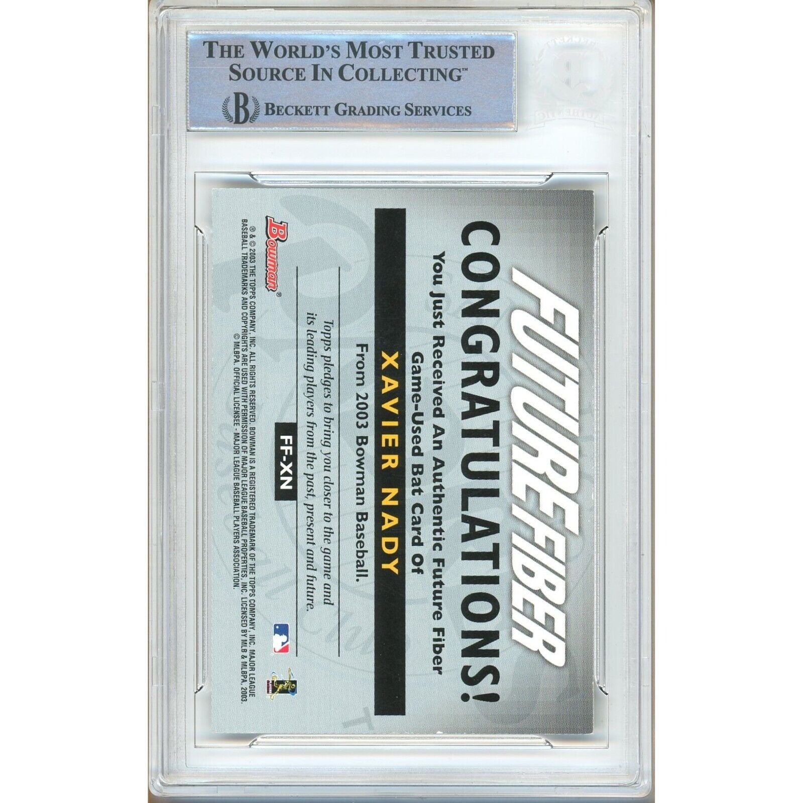 Xavier Nady San Diego Padres trading card autograph – angled display – Beckett COA