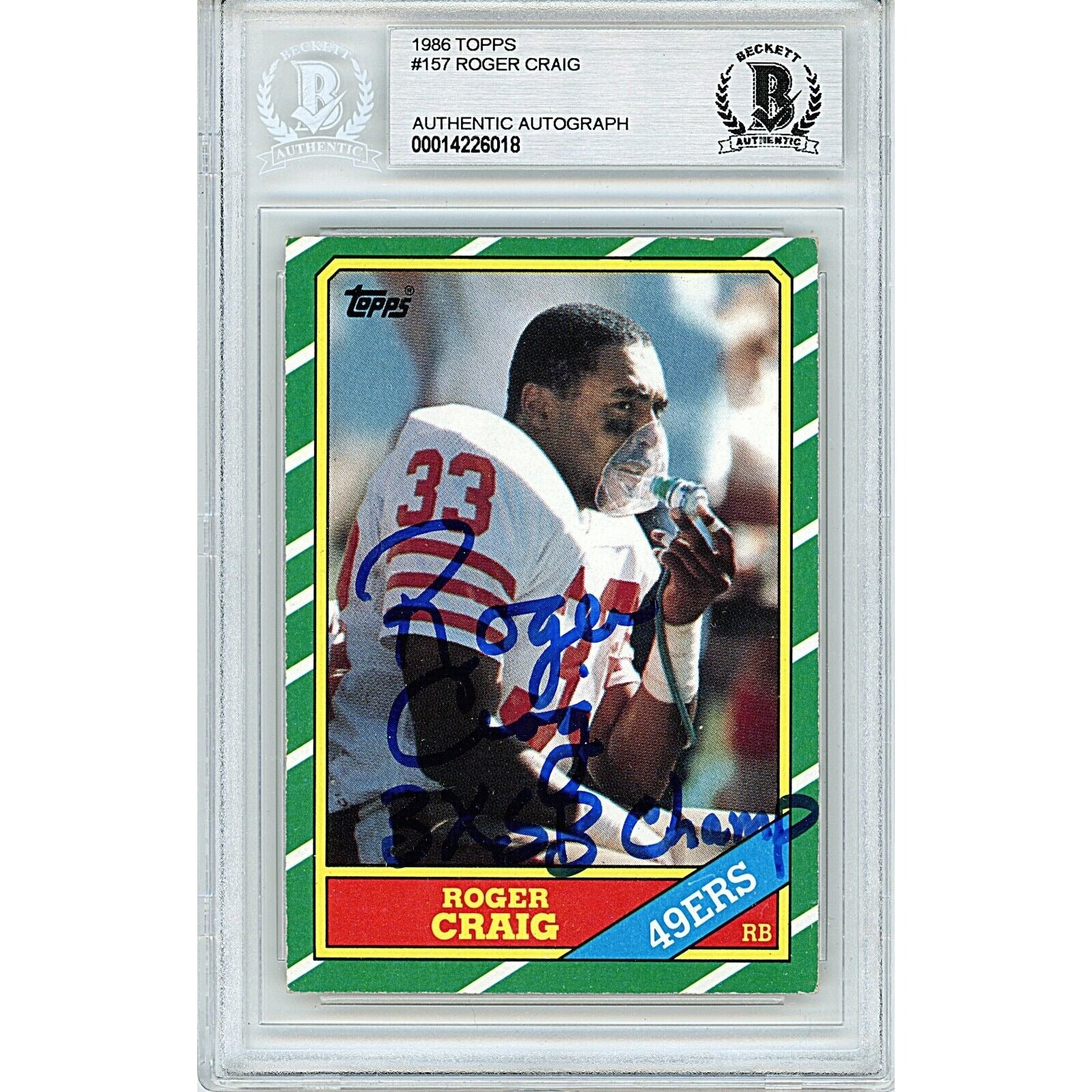 Roger Craig San Francisco 49Ers autographed trading card – full view – Beckett COA