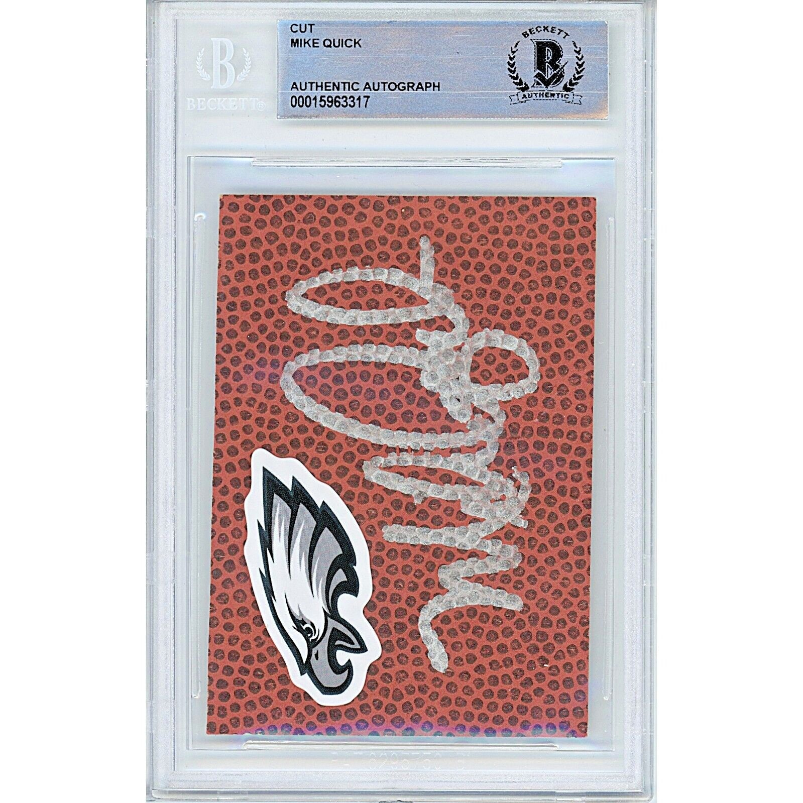 Mike Quick Philadelphia Eagles signed trading card – signature close-up – Beckett COA
