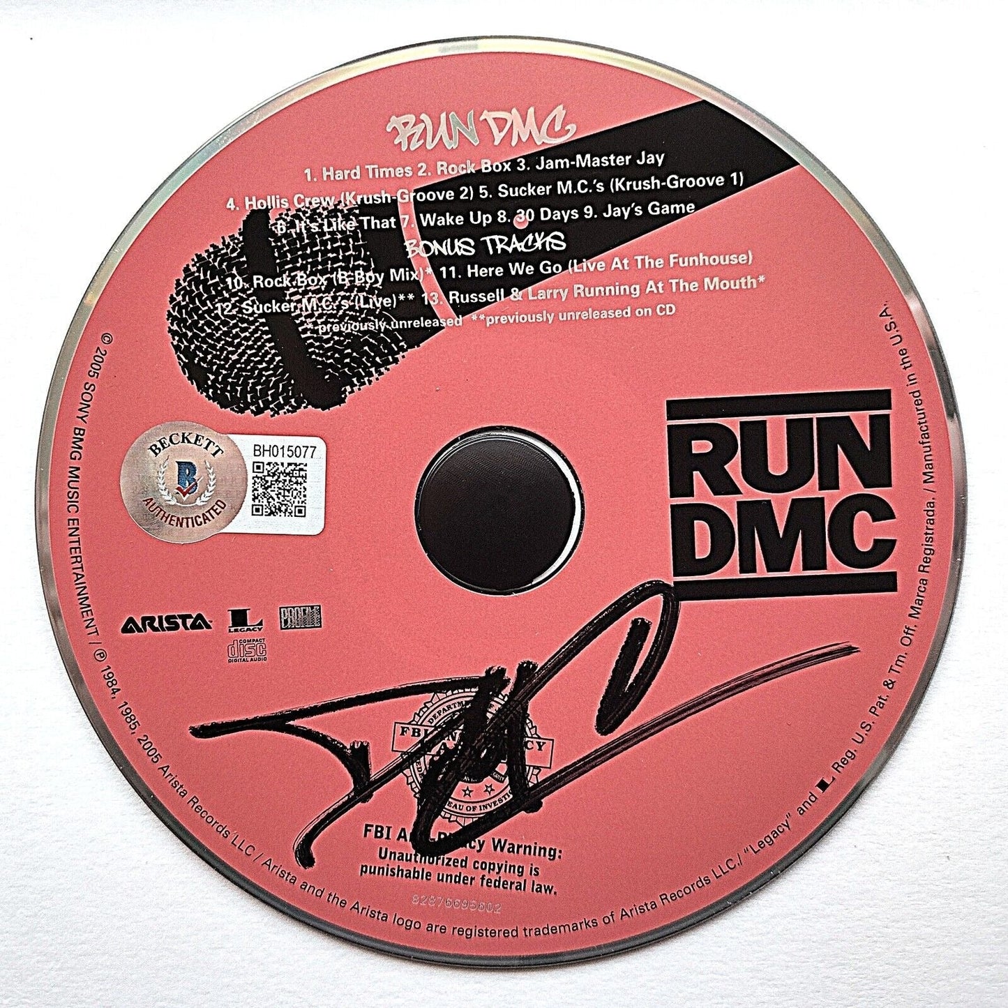 Darryl McDaniels signed cd – signature close-up – Beckett COA
