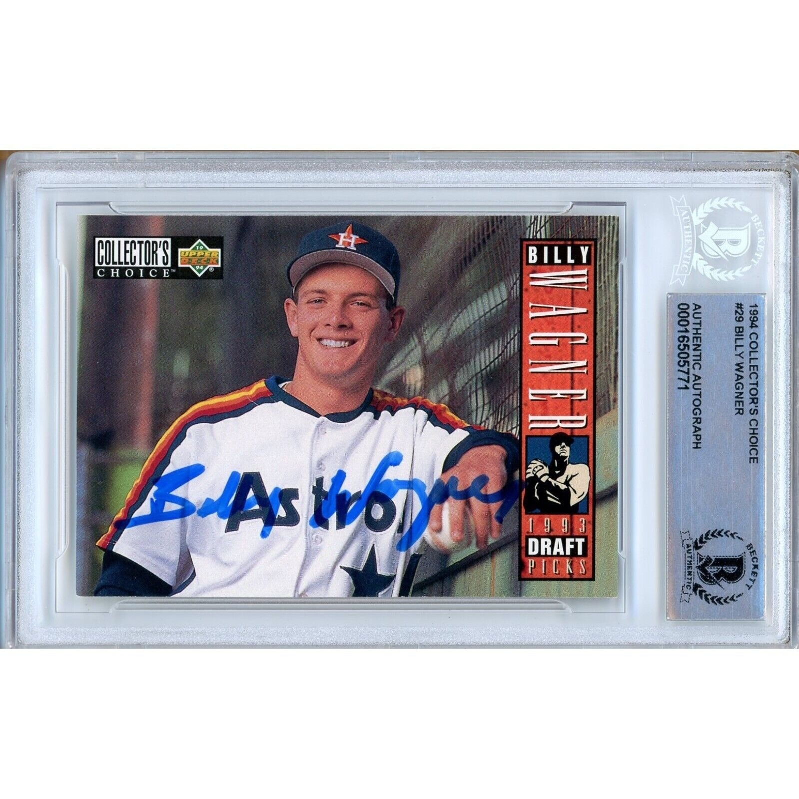 1994 #29 Billy Wagner Houston Astros Autographed Trading Card – Beckett BAS