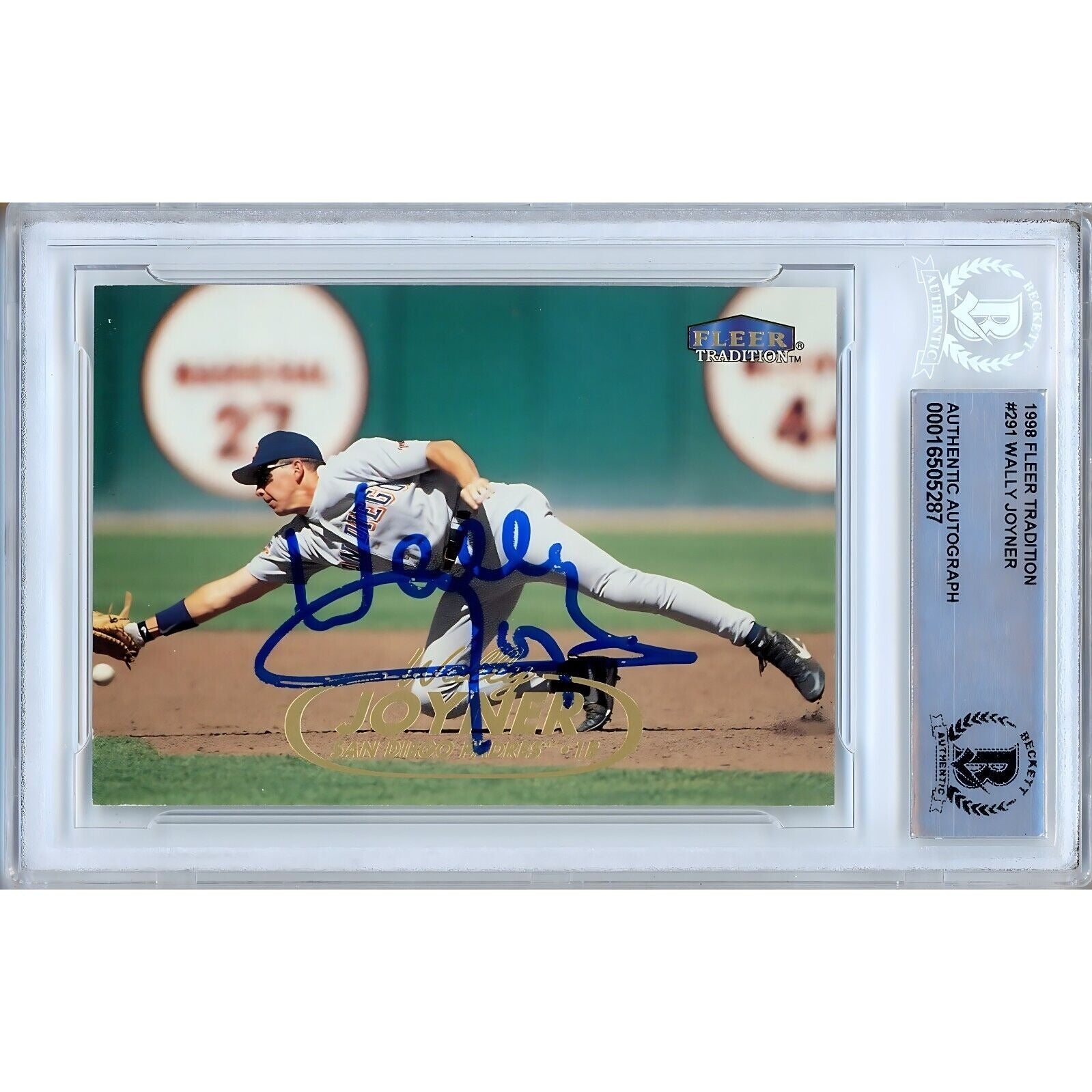 Wally Joyner San Diego Padres autographed trading card – full view – Beckett COA