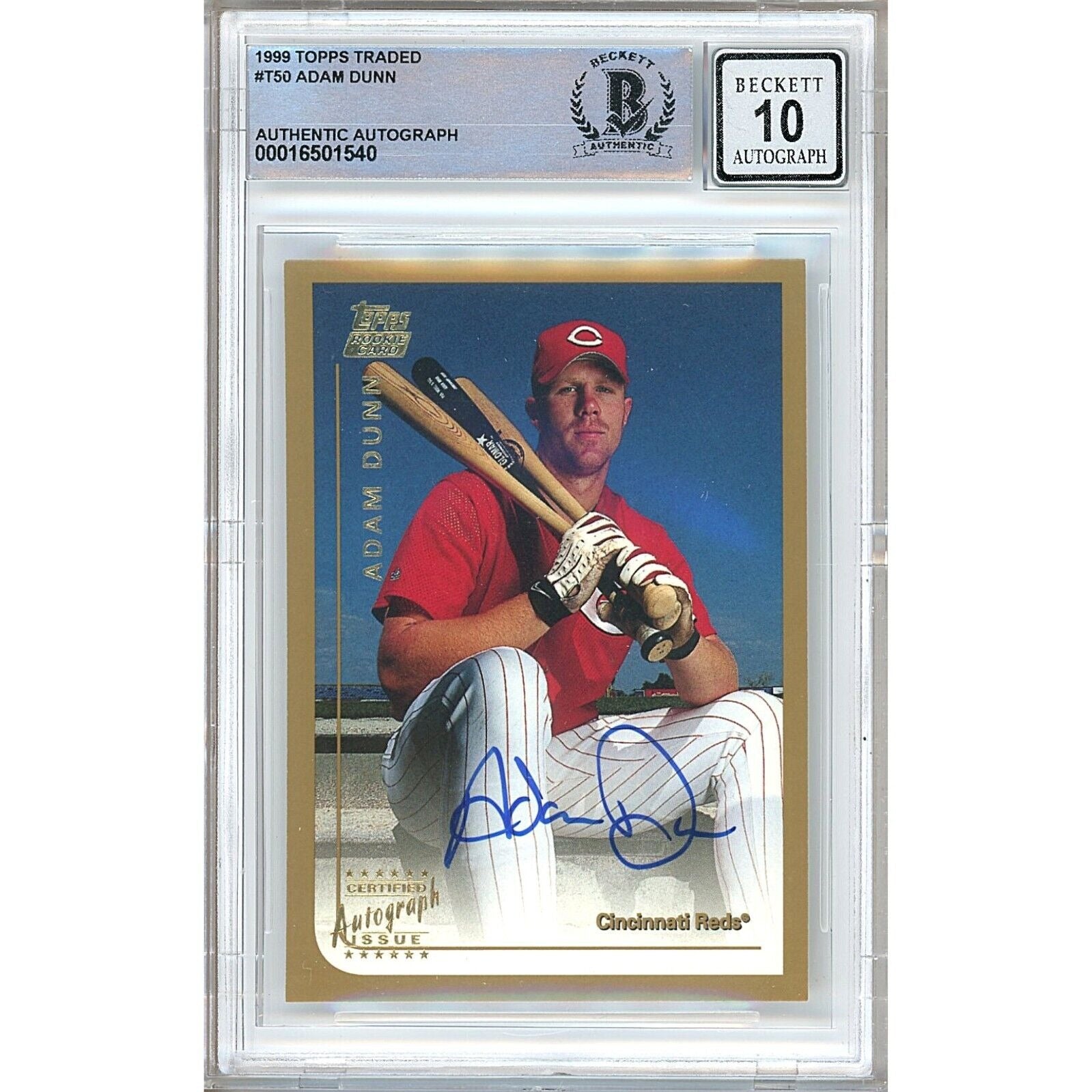 1999 Topps Adam Dunn Autographed Trading Card – Beckett BAS