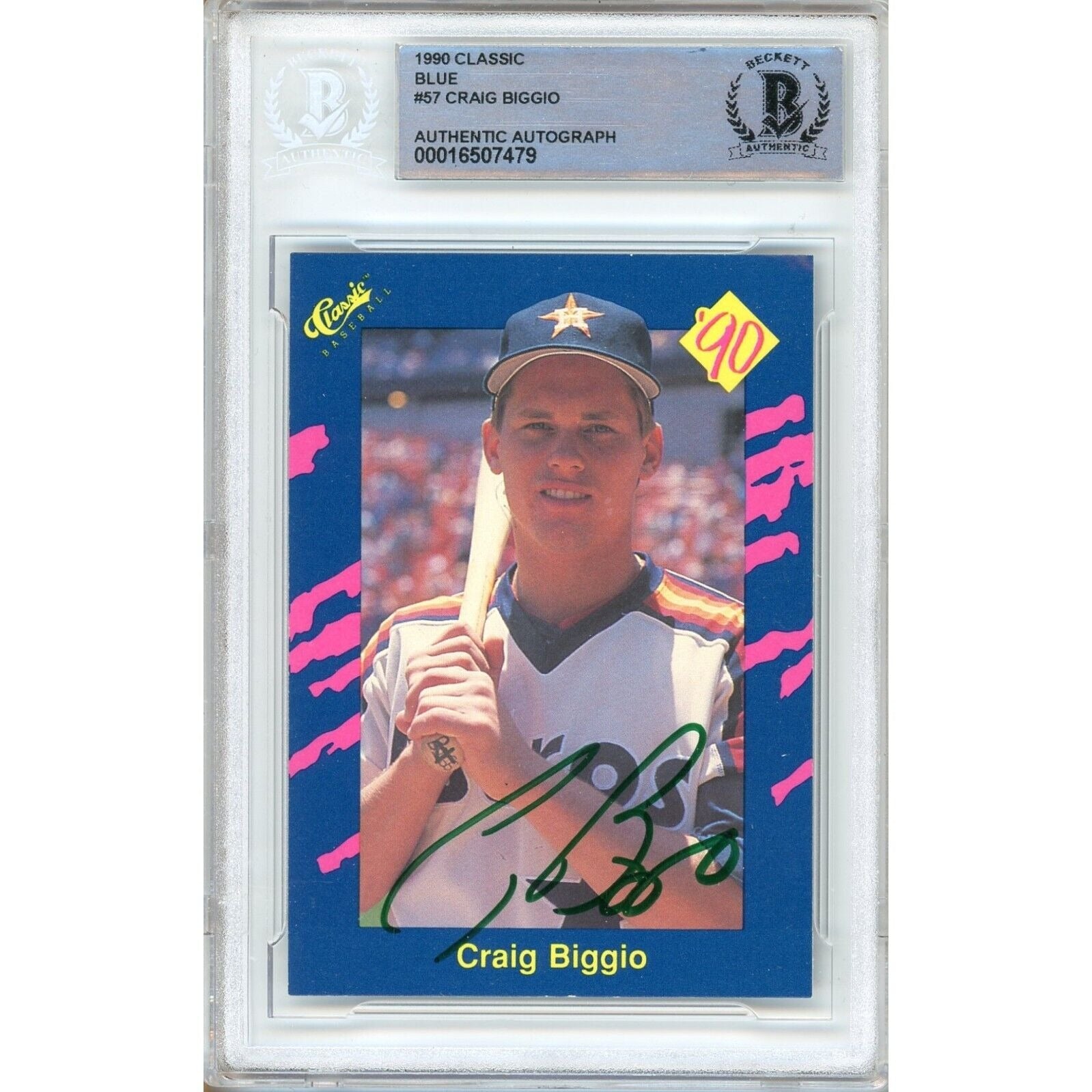 1990 Craig Biggio Houston Astros Autographed Trading Card – Beckett BAS
