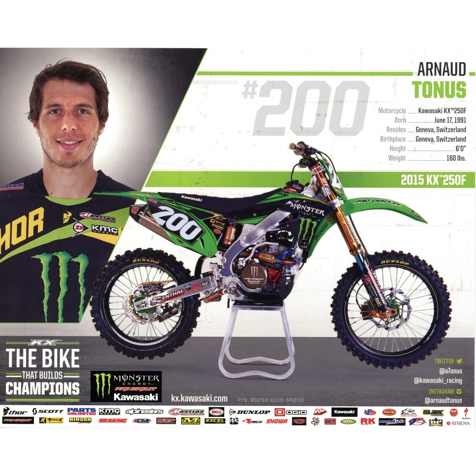 Arnaud Tonus Supercross Signed Photo – Beckett BAS