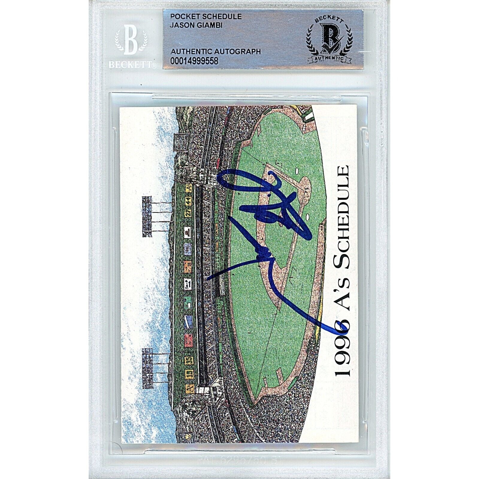 Jason Giambi Oakland Athletics signed trading card – signature close-up – Beckett COA