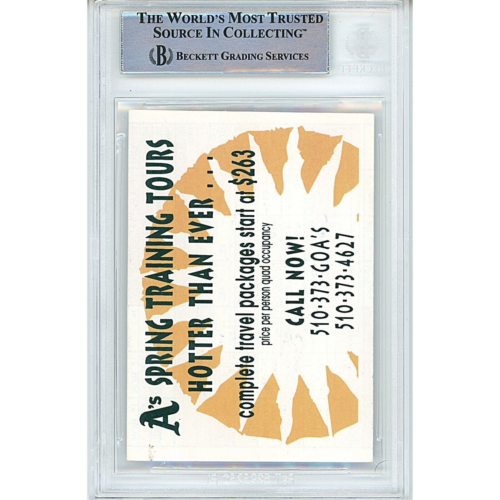 Jason Giambi Oakland Athletics trading card autograph – angled display – Beckett COA