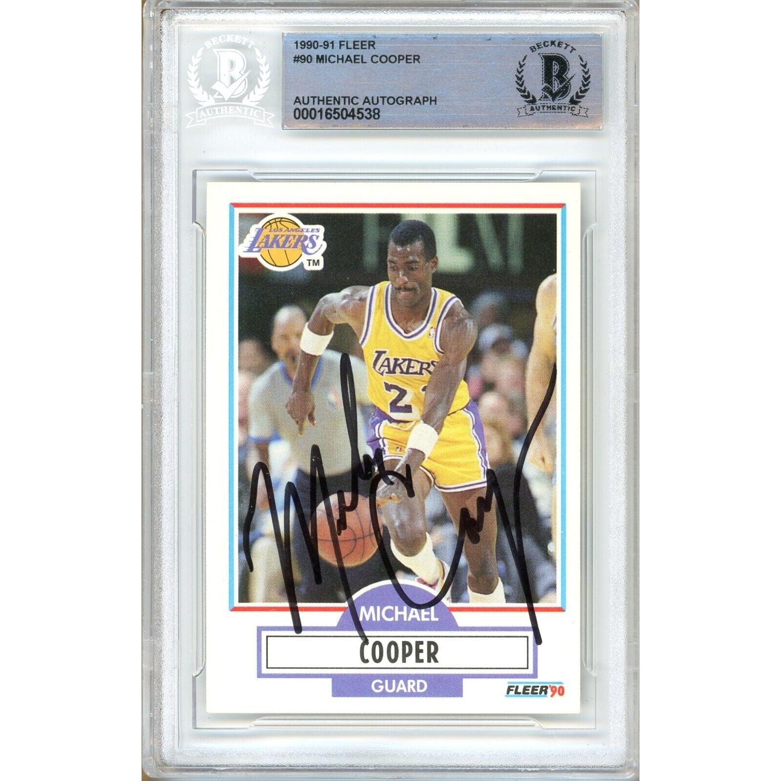 Michael Cooper Los Angeles Lakers autographed trading card – full view – Beckett COA
