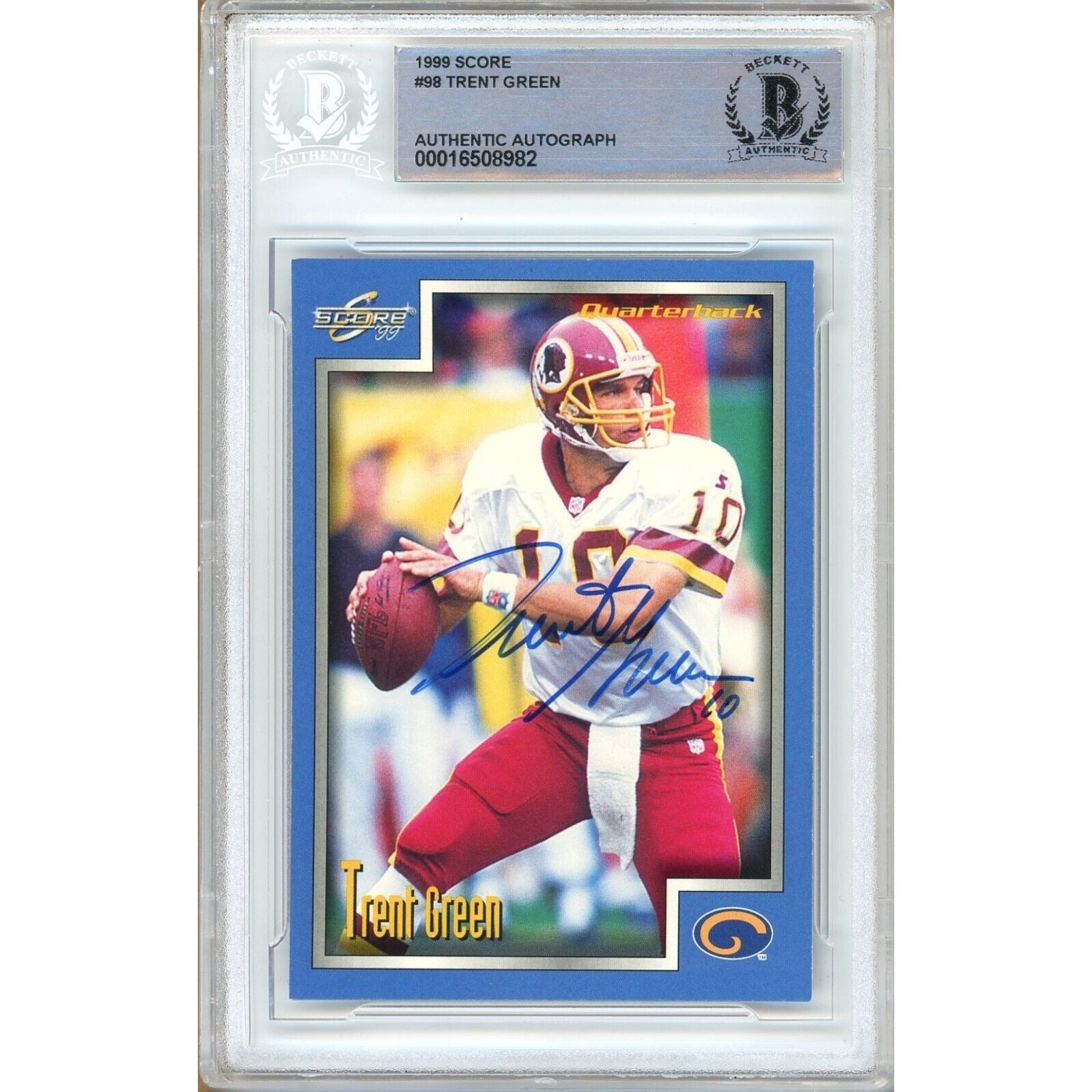 Trent Green Washington Commanders autographed trading card – full view – Beckett COA