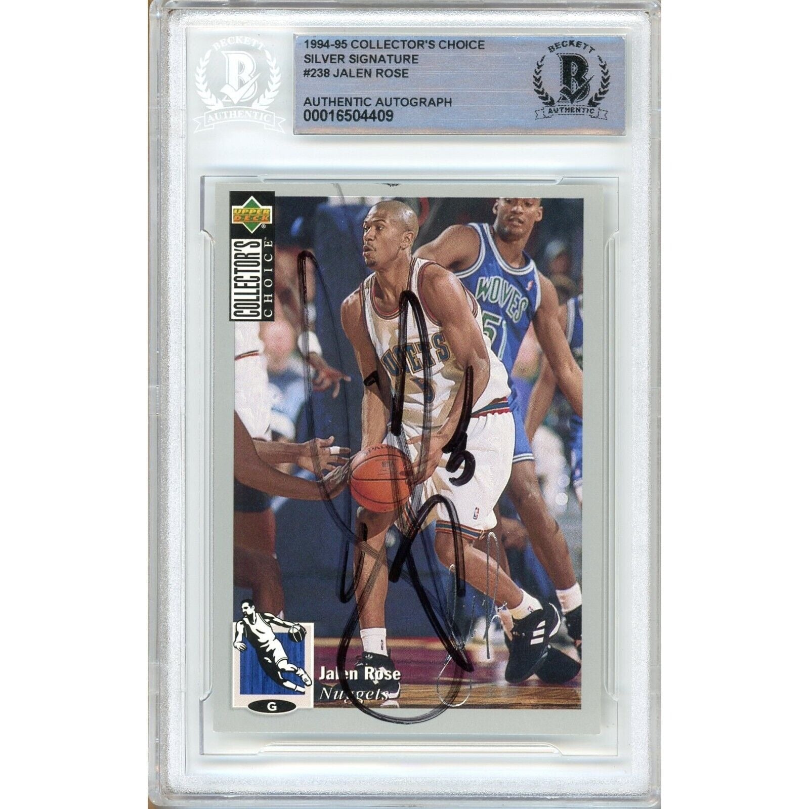 1994 Upper Deck #238 Jalen Rose Denver Nuggets Autographed Trading Card – Beckett BAS