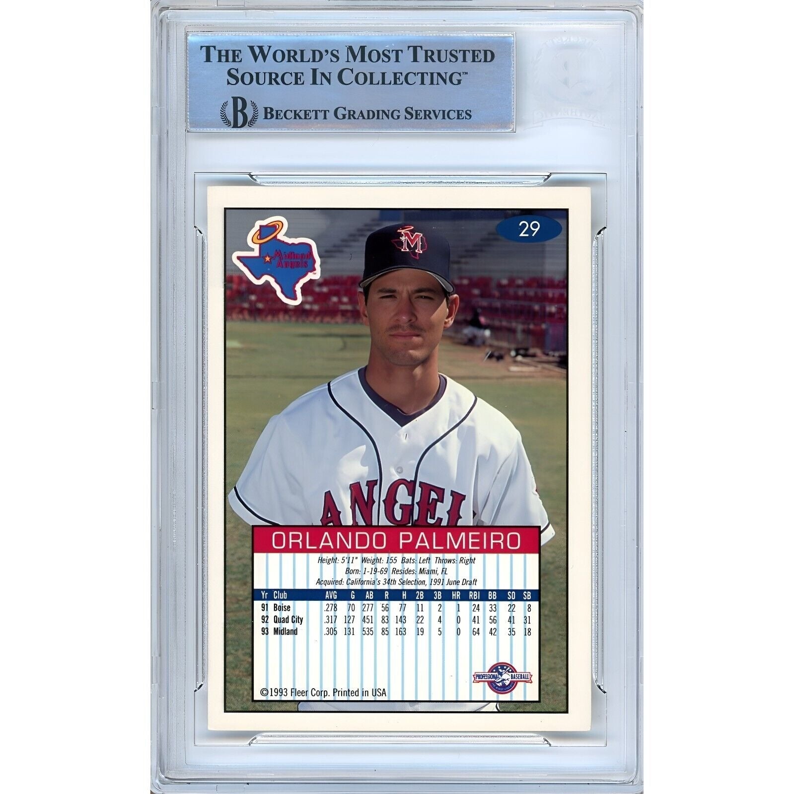 Orlando Palmeiro La Angels signed trading card – signature close-up – Beckett COA