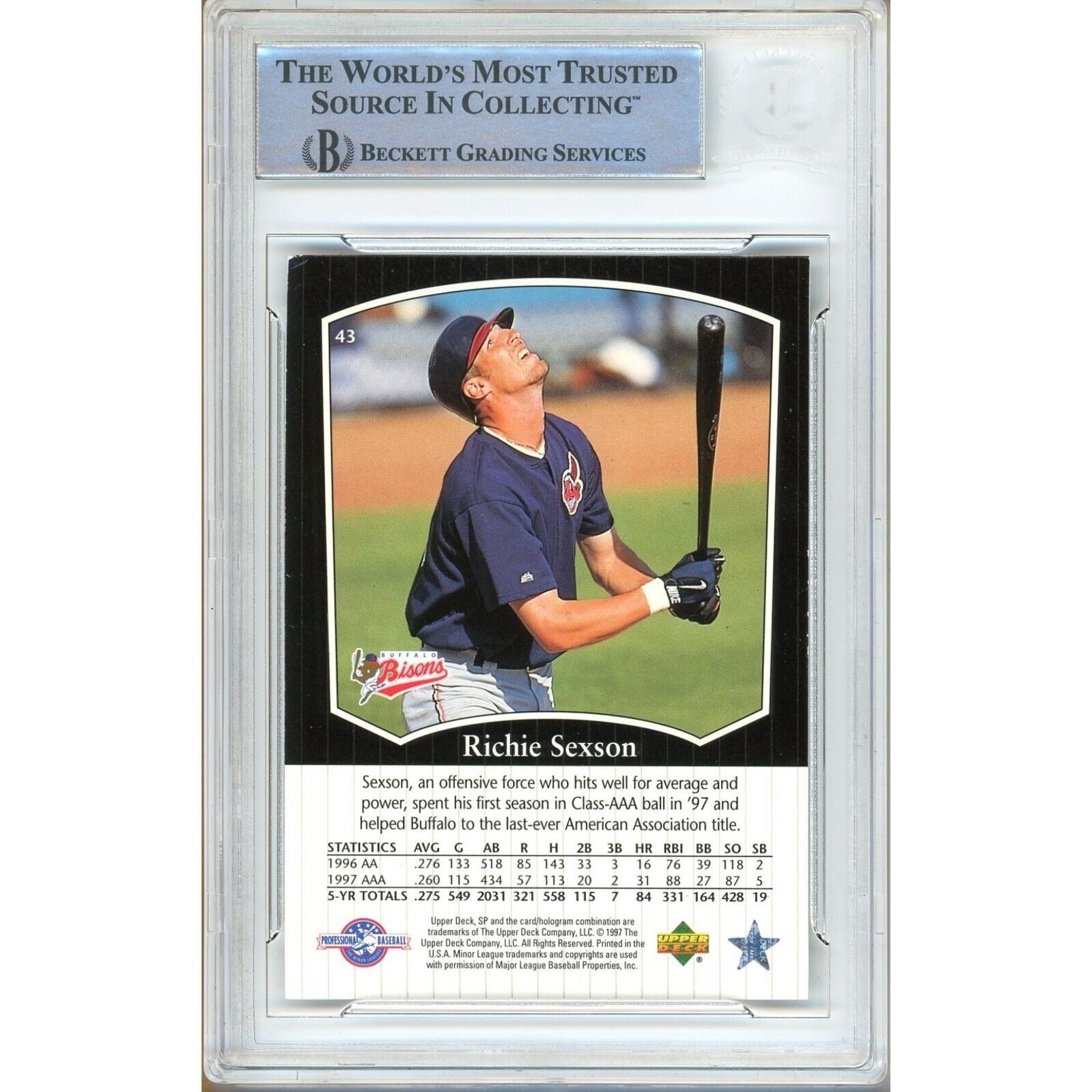 Richie Sexson Cleveland Indians signed trading card – signature close-up – Beckett COA