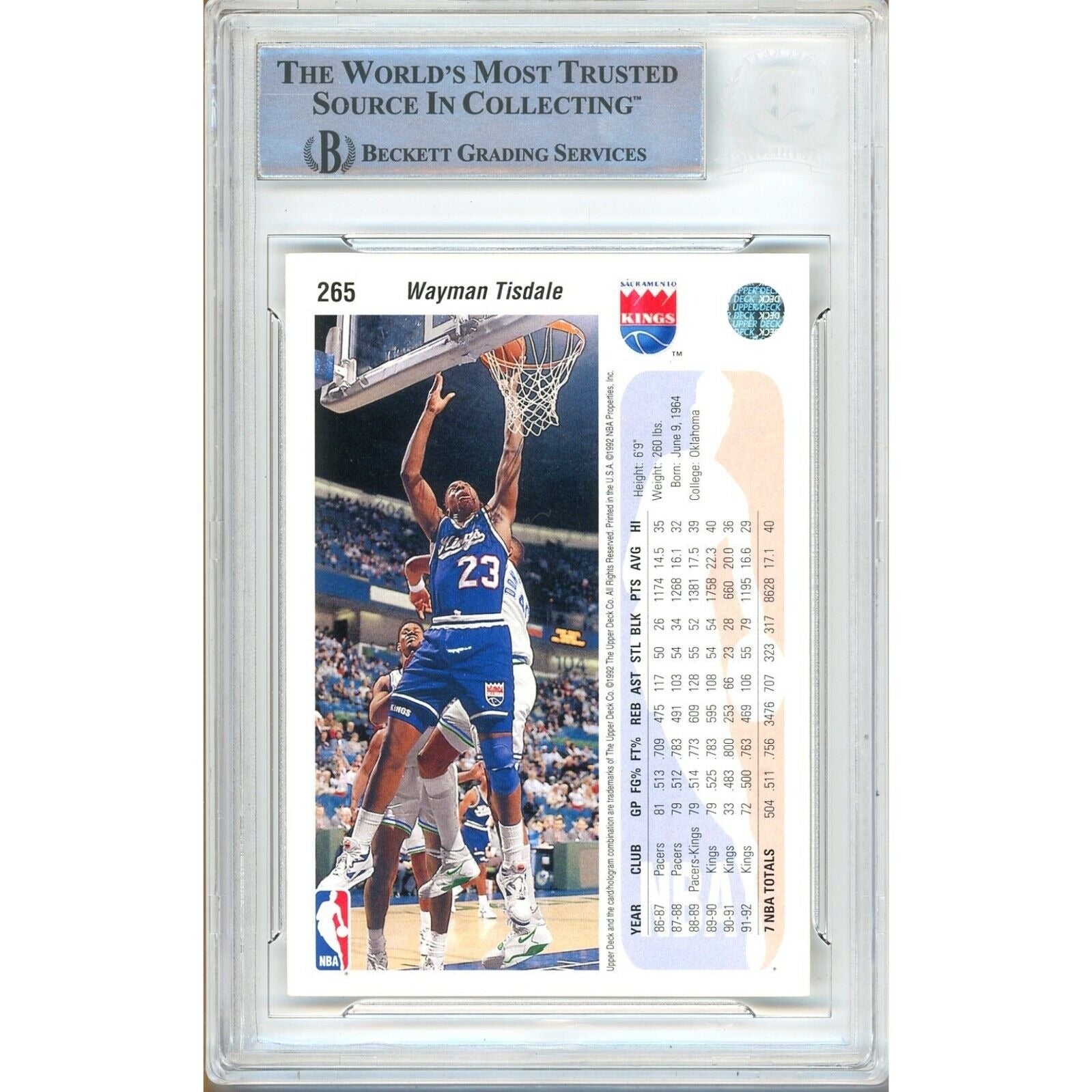 Wayman Tisdale Sacramento Kings signed trading card – signature close-up – Beckett COA