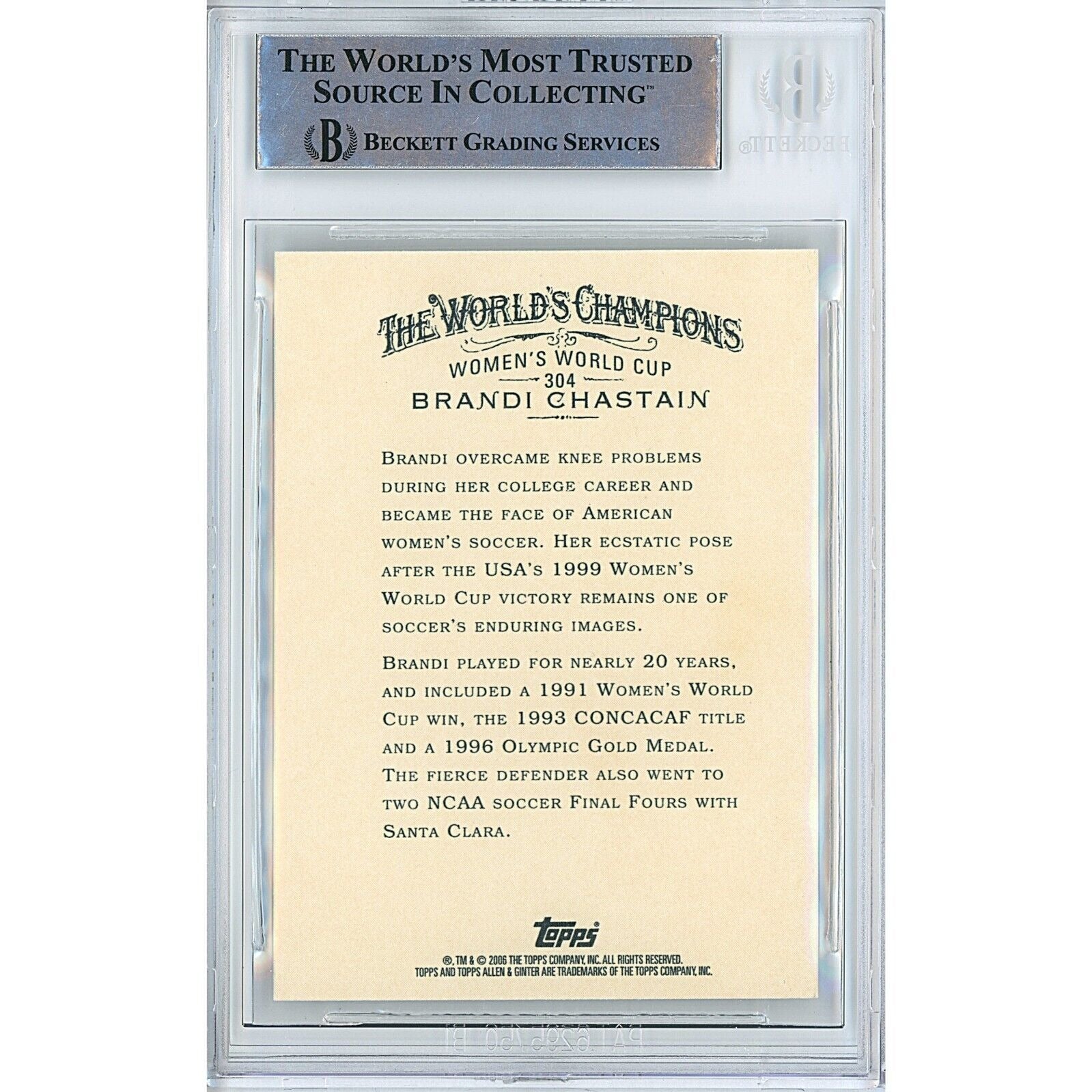 2006 #304 Brandi Chastain Signed Trading Card – Beckett BAS