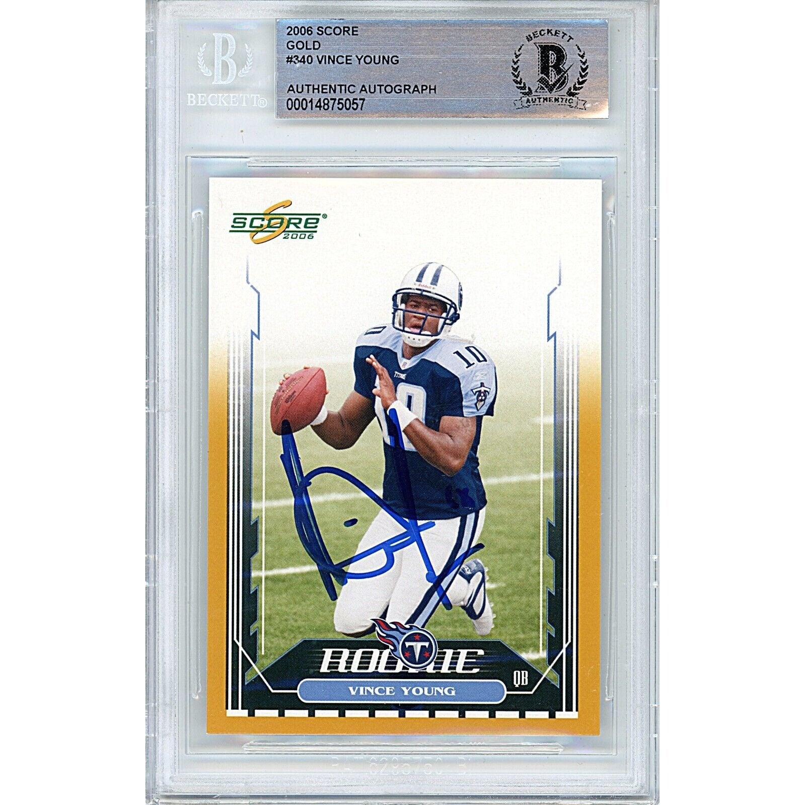 Vince Young Tennessee Titans autographed trading card – full view – Beckett COA