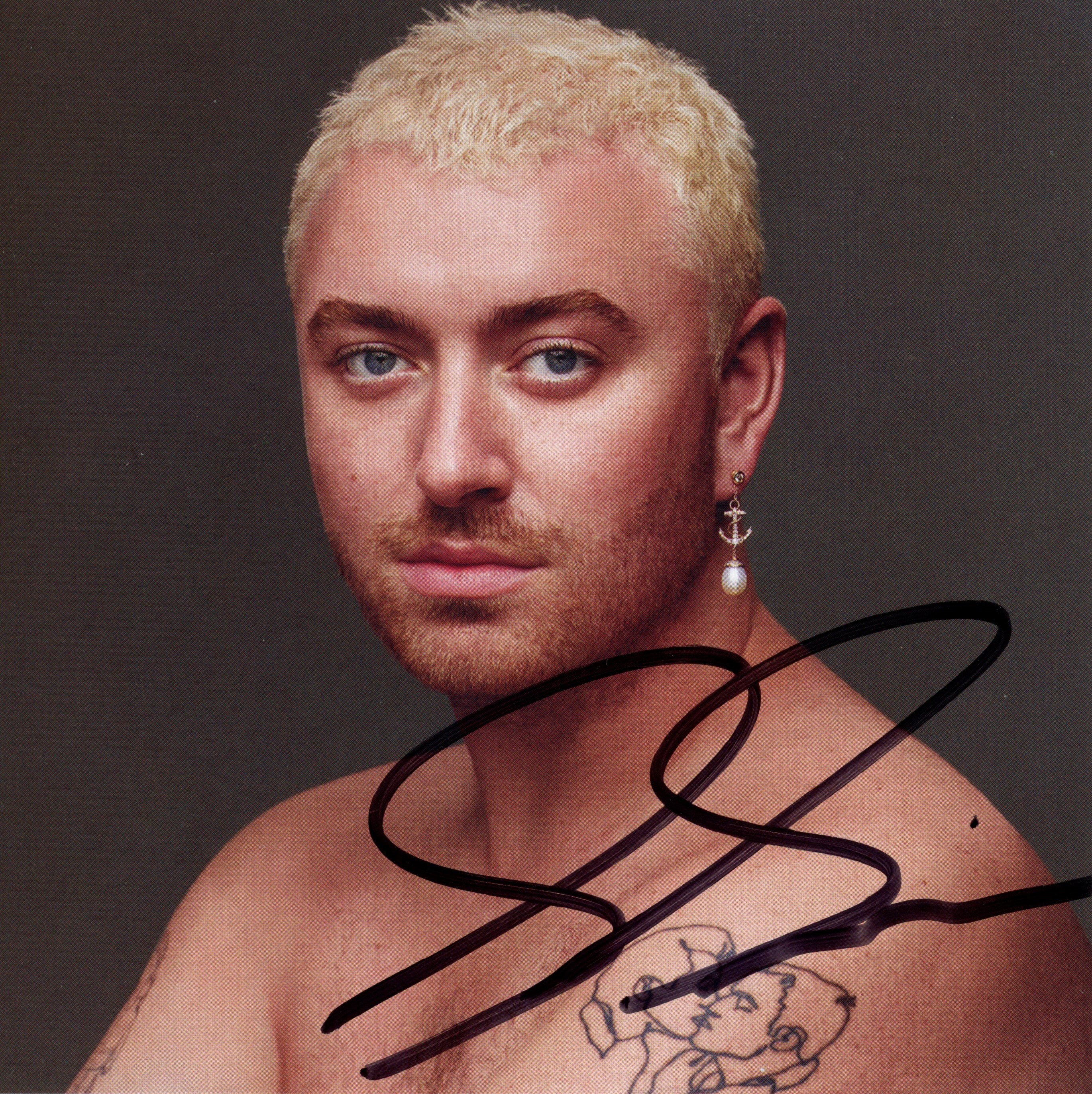 Sam Smith signed cd – signature close-up – Beckett COA