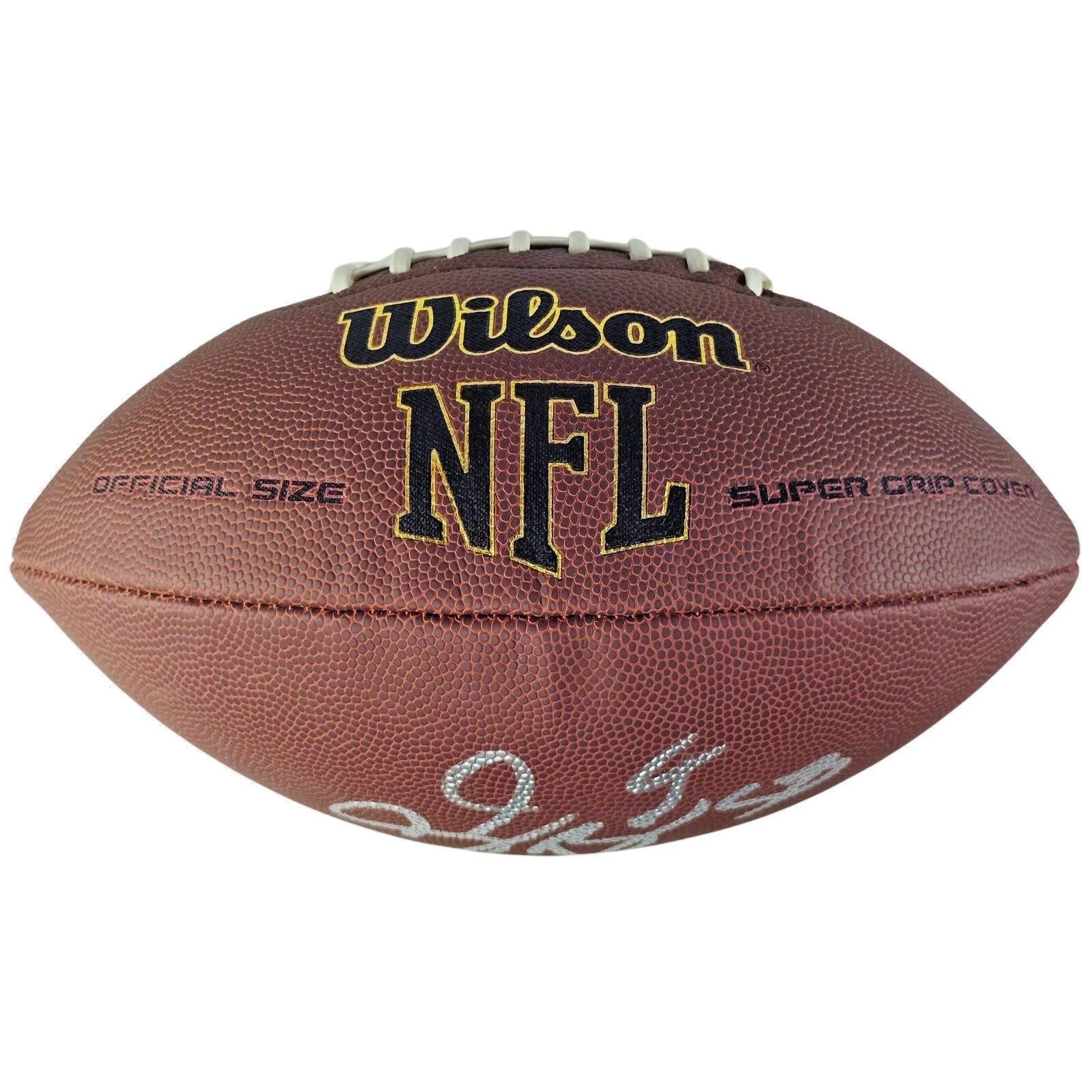 Shaquil Barrett signed football – signature close-up – Beckett COA