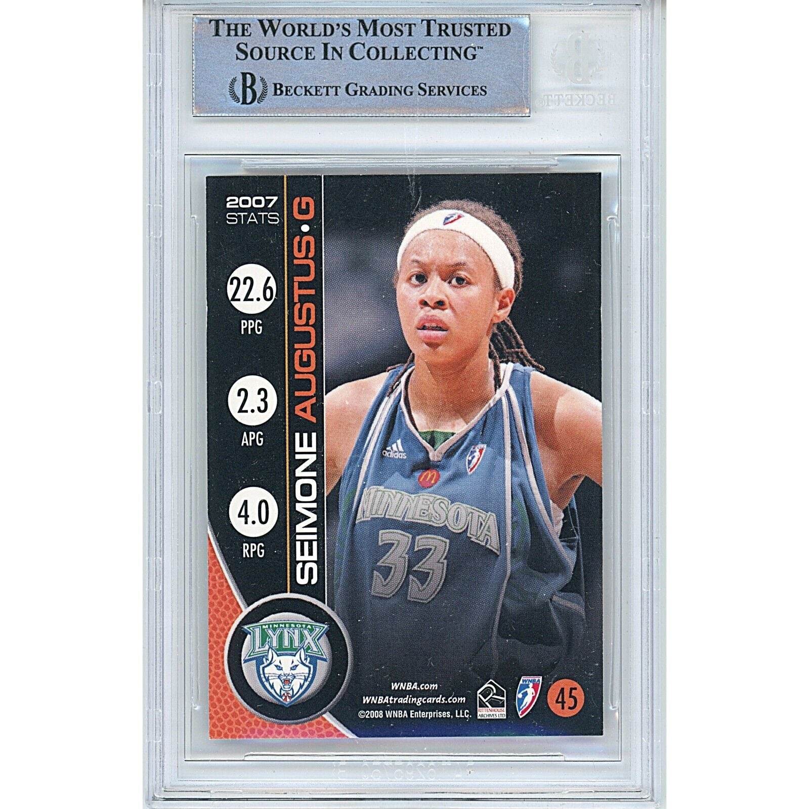 Seimone Augustus Minnesota Lynx signed trading card – signature close-up – Beckett COA