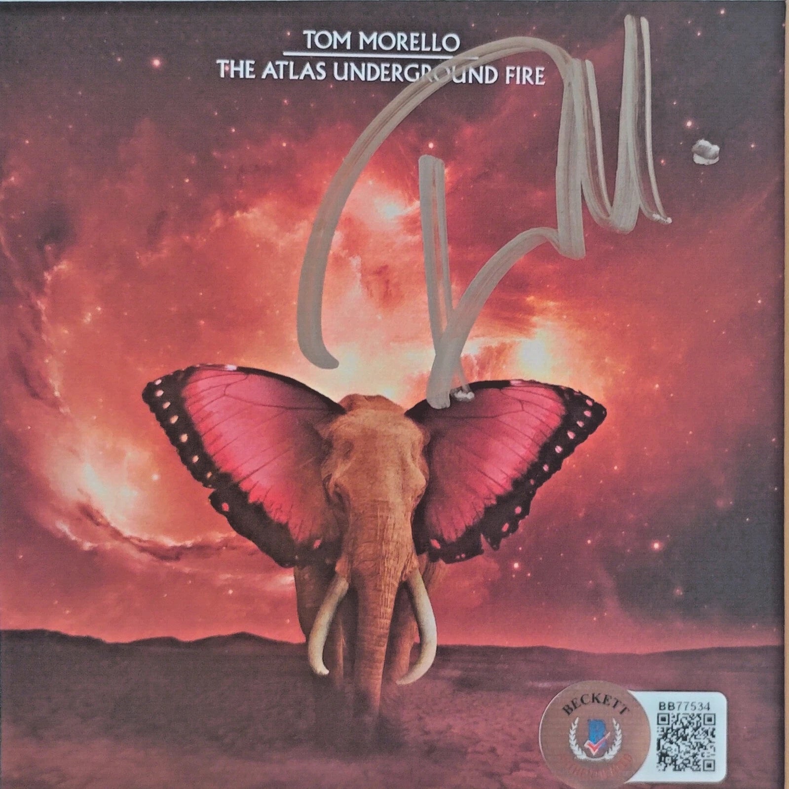 Tom Morello signed trading card – signature close-up – Beckett COA