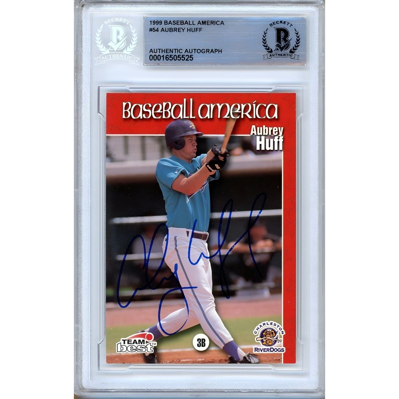 1999 Aubrey Huff Autographed Trading Card – Beckett BAS