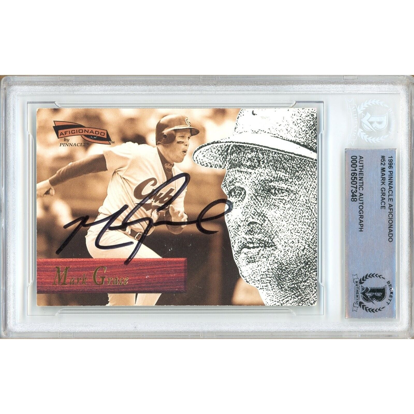 Mark Grace Chicago Cubs autographed trading card – full view – Beckett COA