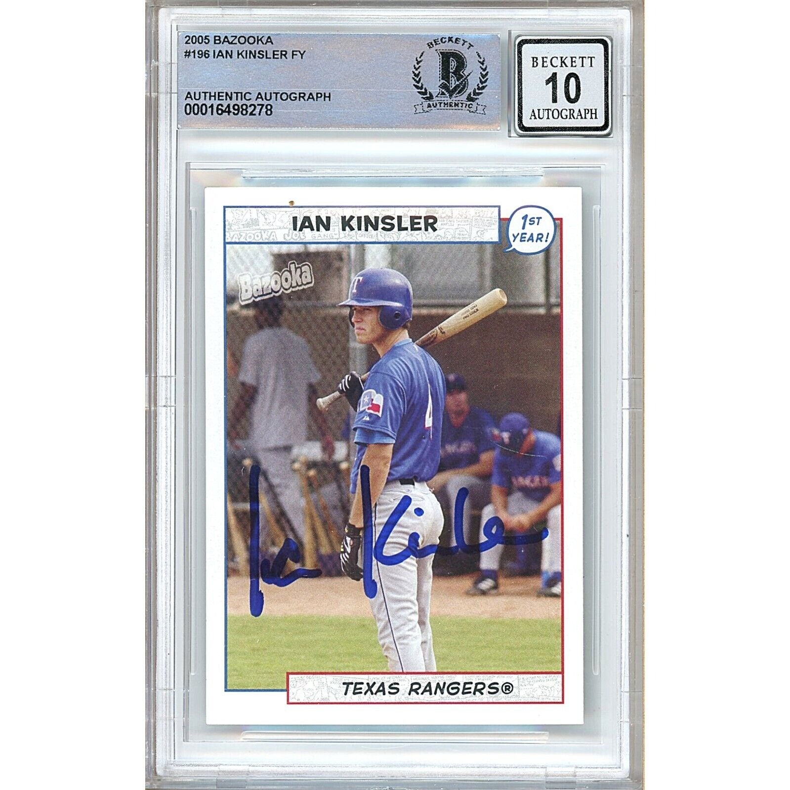 2005 Topps #00016498278 Ian Kinsler Texas Rangers Autographed Trading Card – Beckett BAS