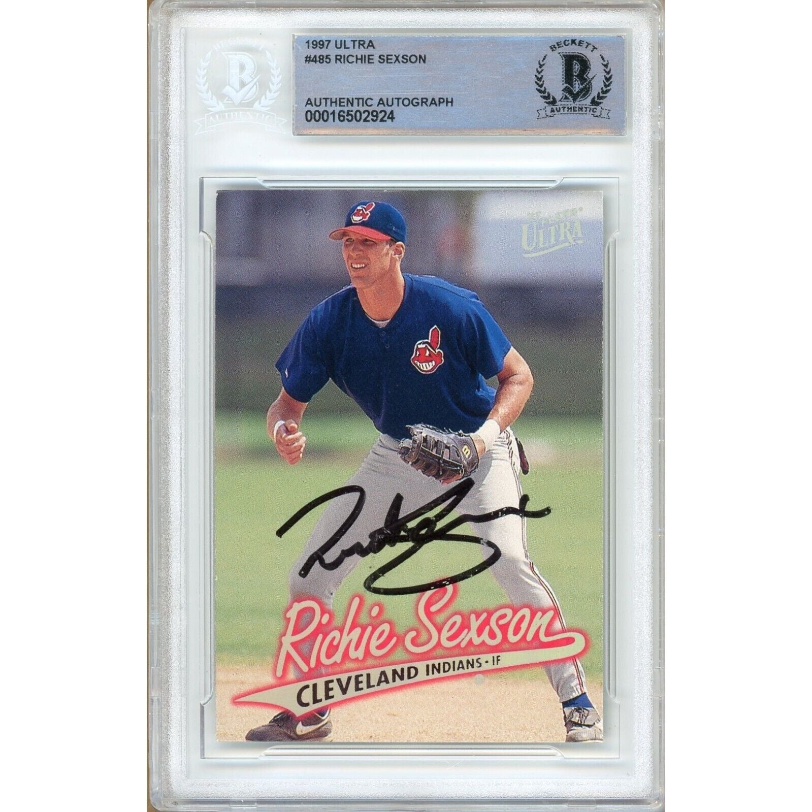 Richie Sexson Cleveland Indians autographed trading card – full view – Beckett COA