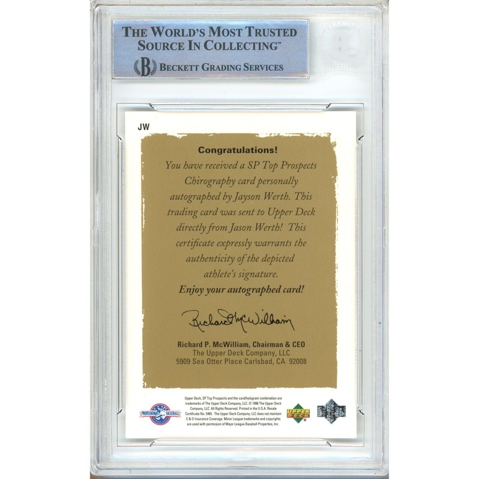 autograph trading card – Beckett BAS