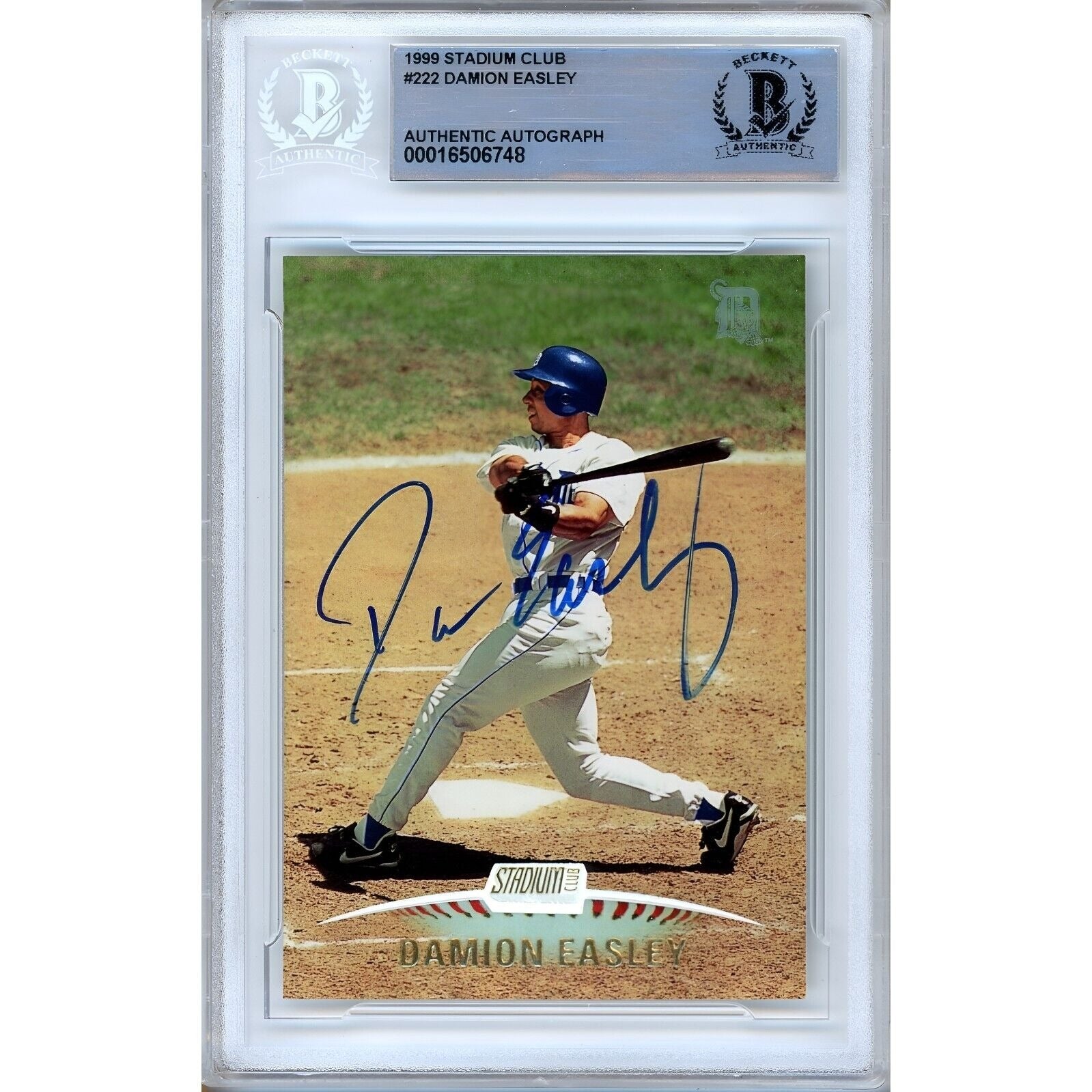 1999 Topps #222 Damion Easley Detroit Tigers Autographed Trading Card – Beckett BAS