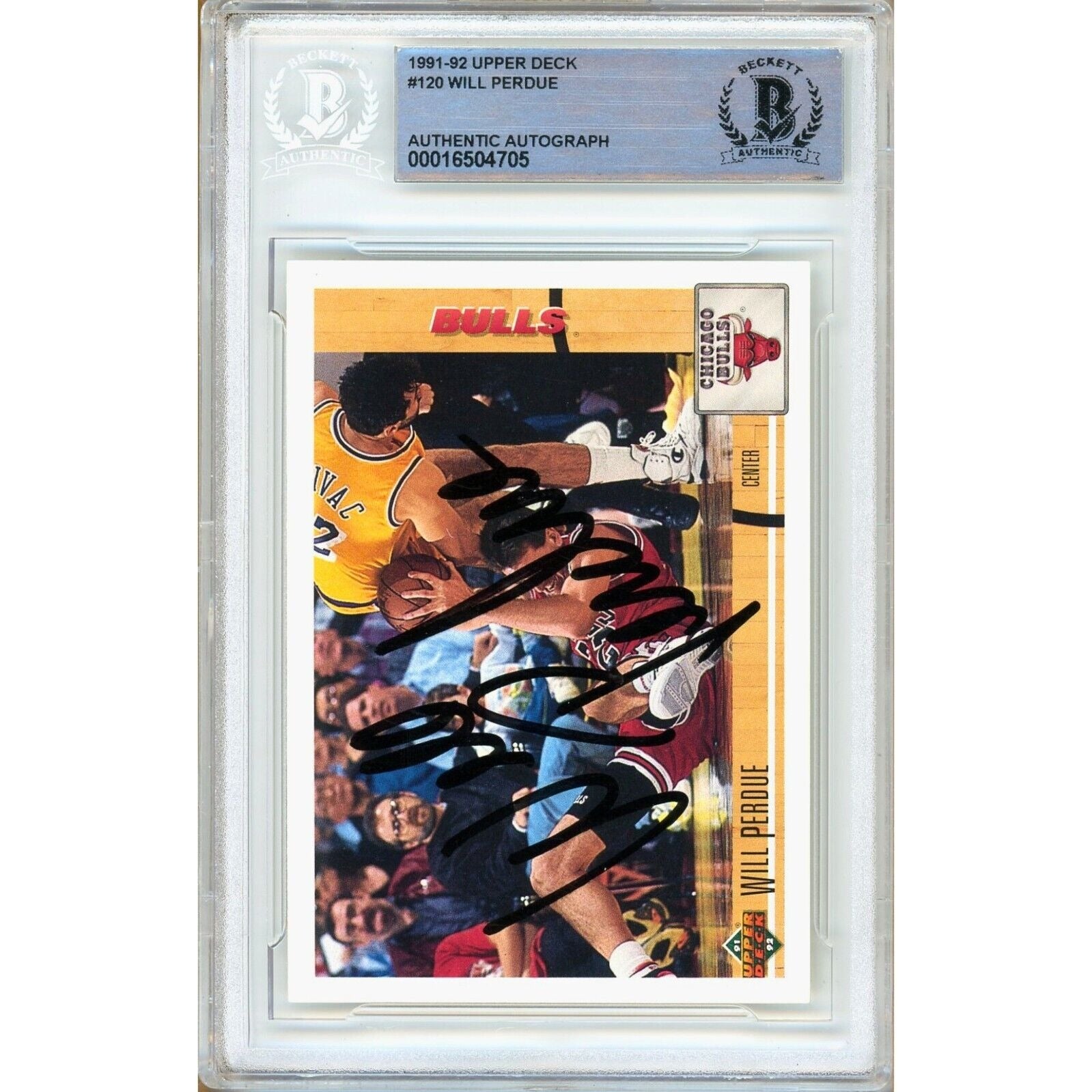 WIll Perdue Chicago Bulls signed trading card – signature close-up – Beckett COA