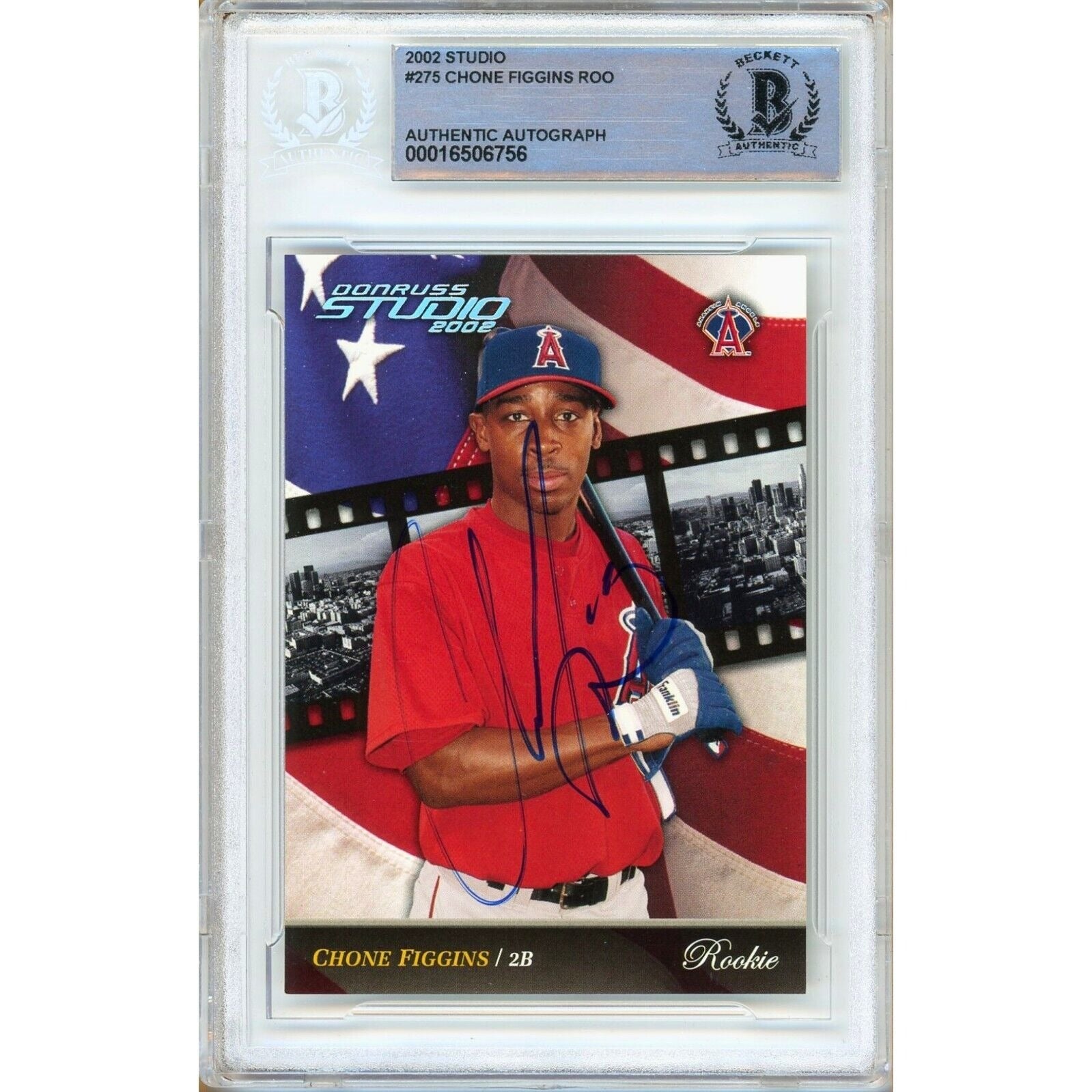 2002 Donruss #275 Chone Figgins Los Angeles Angels Autographed Trading Card – Beckett BAS