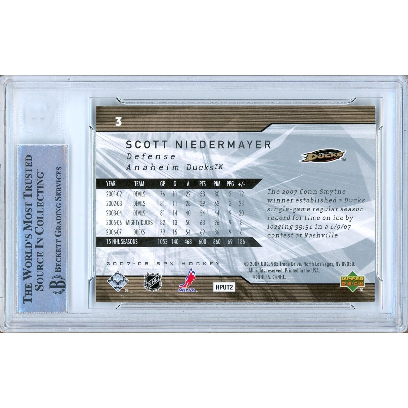 Scott Niedermayer Anaheim Ducks auto trading card – authentication sticker – Beckett COA