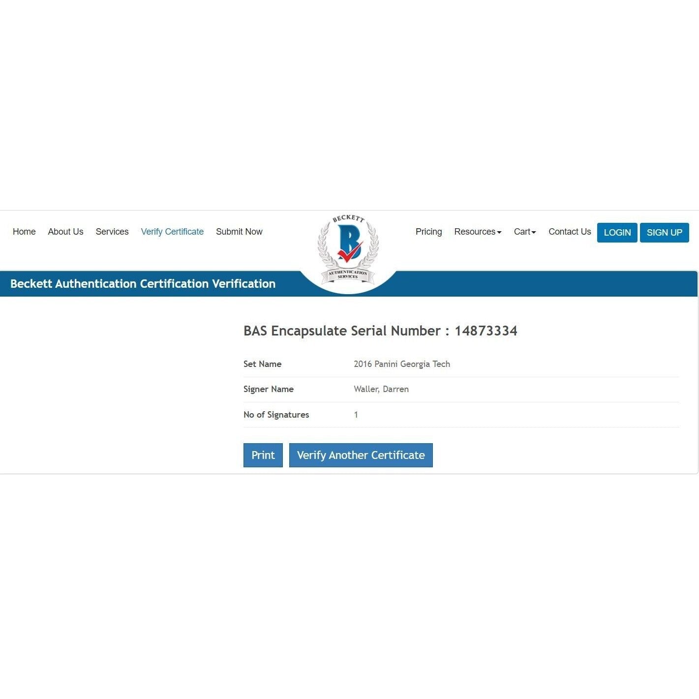 2016 Panini Darren Waller Georgia Tech Yellow Jackets Auto Trading Card – Beckett BAS