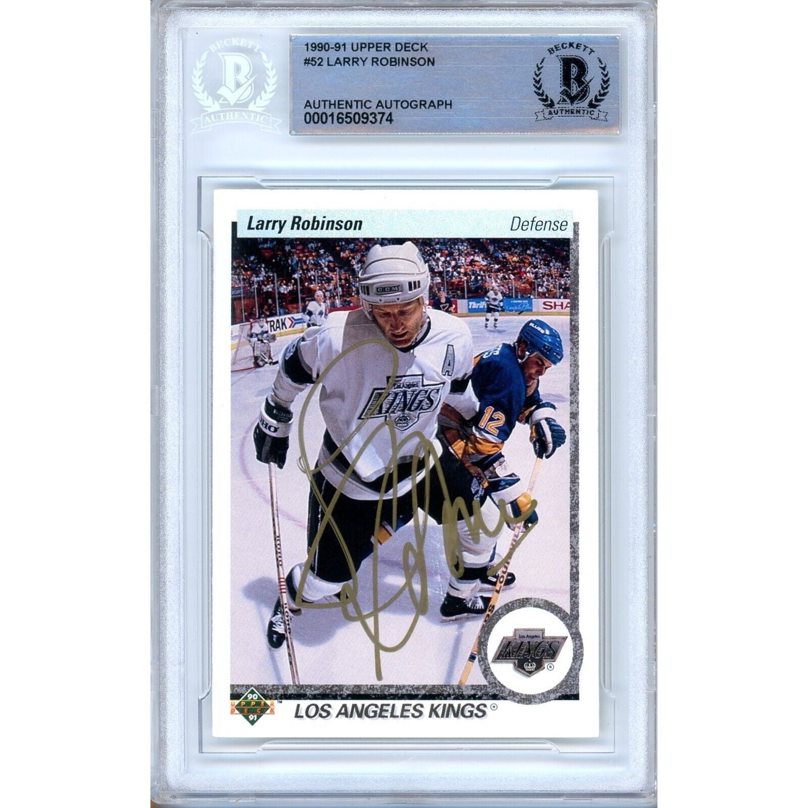 1990 Upper Deck #52 Larry Robinson Los Angeles Kings Autographed Trading Card – Beckett BAS.