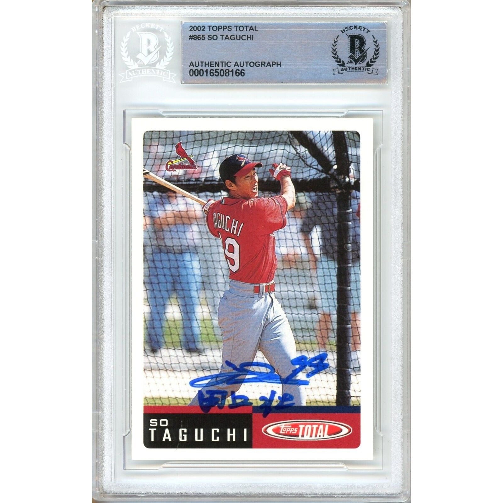 So Taguchi St Louis Cardinals autographed trading card – full view – Beckett COA