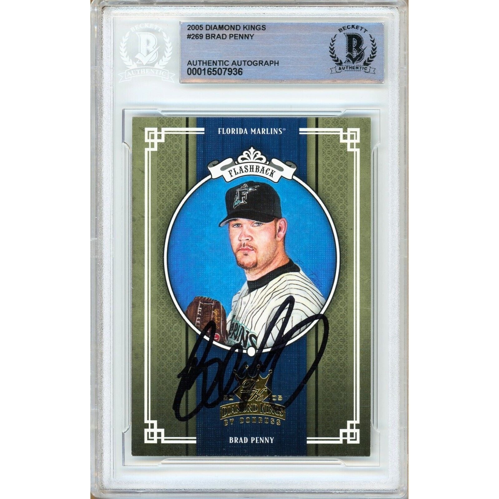 Brad Penny Donruss Diamond Kings Autographed Trading Card Beckett BAS