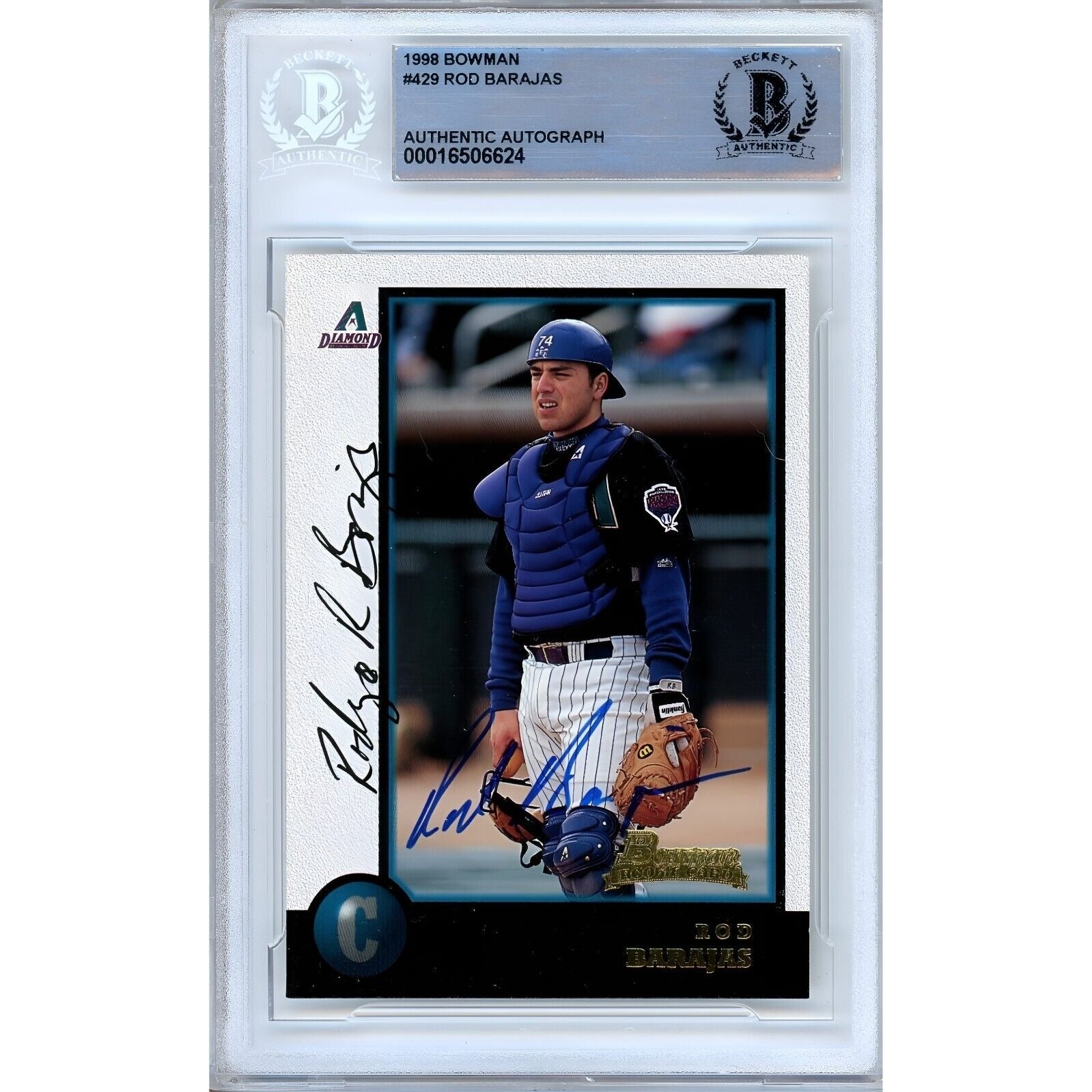 Rod Barajas Az Diamondbacks autographed trading card – full view – Beckett COA