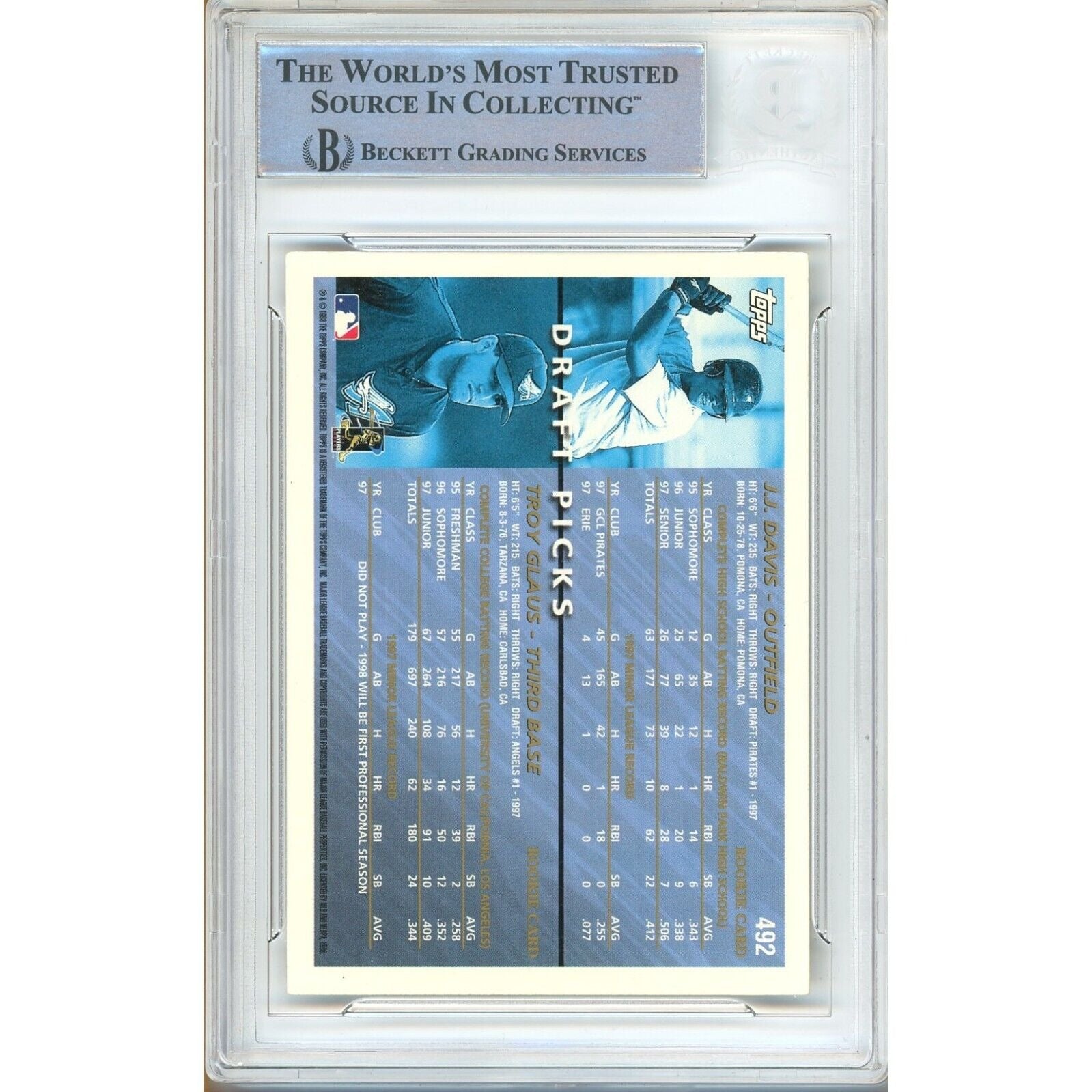 Troy Glaus La Angels auto trading card – authentication sticker – Beckett COA