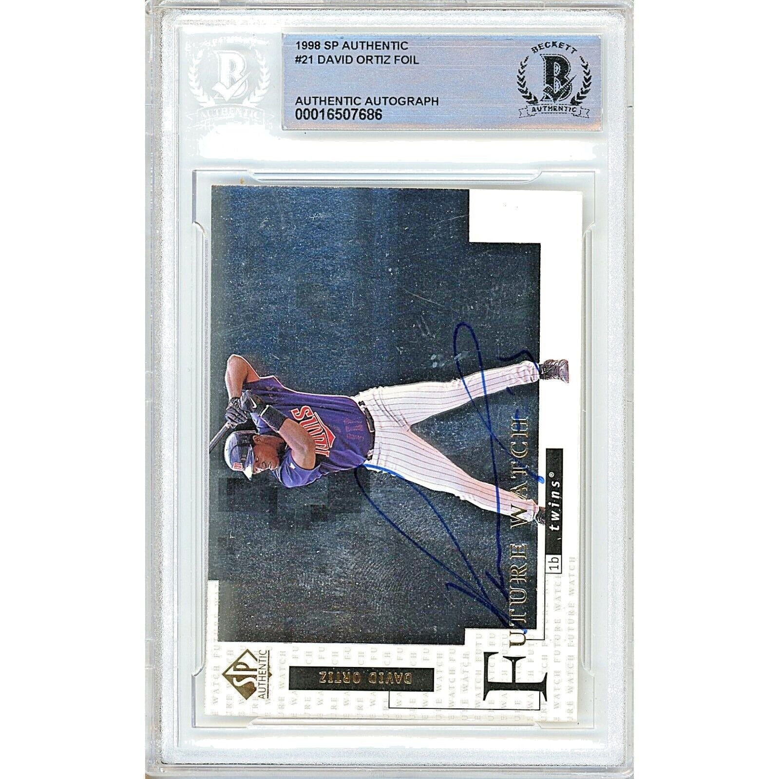1998 SP Authentic Foil # David Ortiz Minnesota Twins Signed Trading Card – Beckett BAS